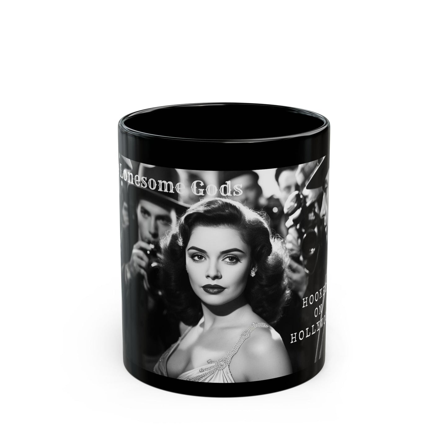 Hooked on Hollywood Black Ceramic Mug - SJM Print Store