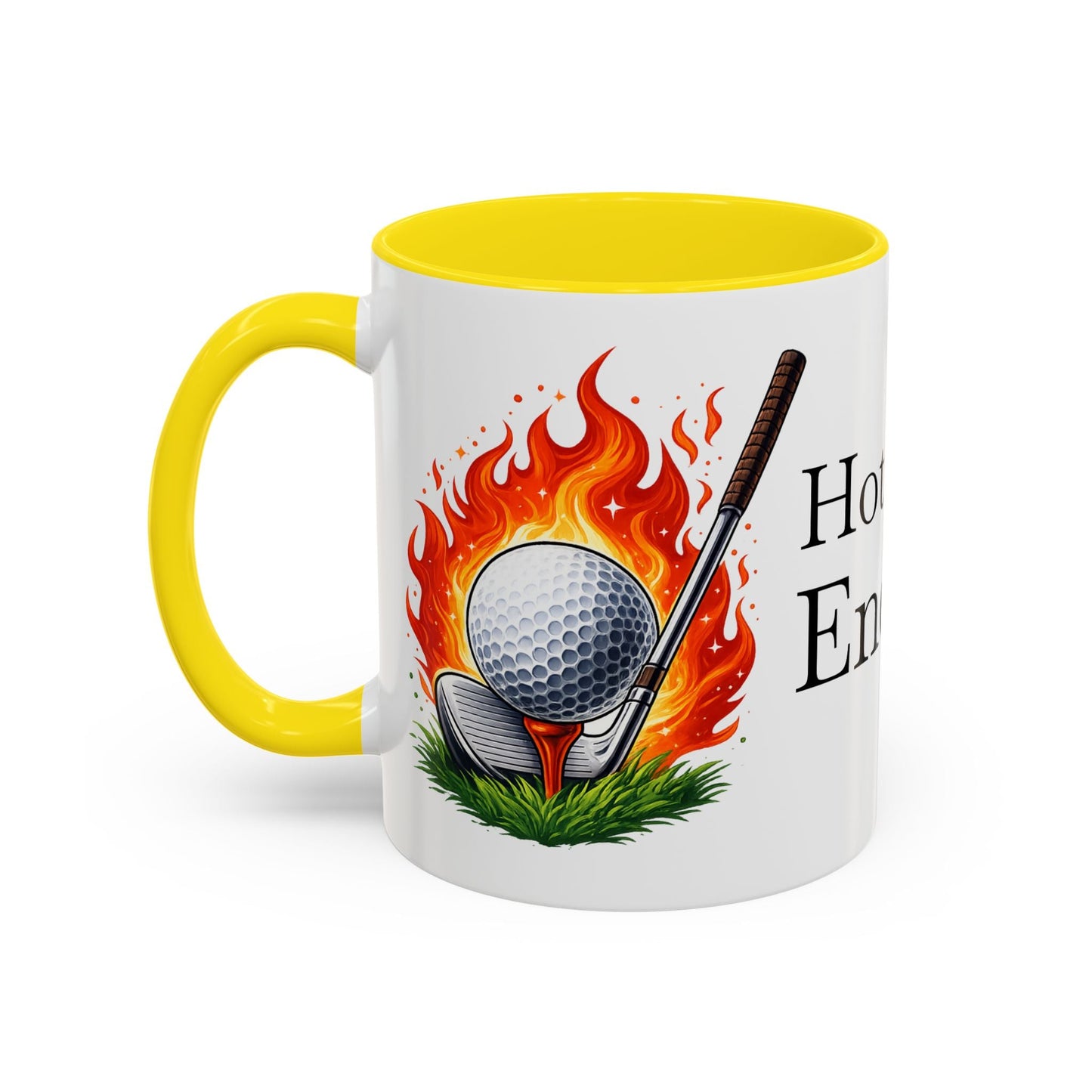 Hot Shot Energy Golf Mug Flaming Golf Ball Accent Mug - SJM Print Store