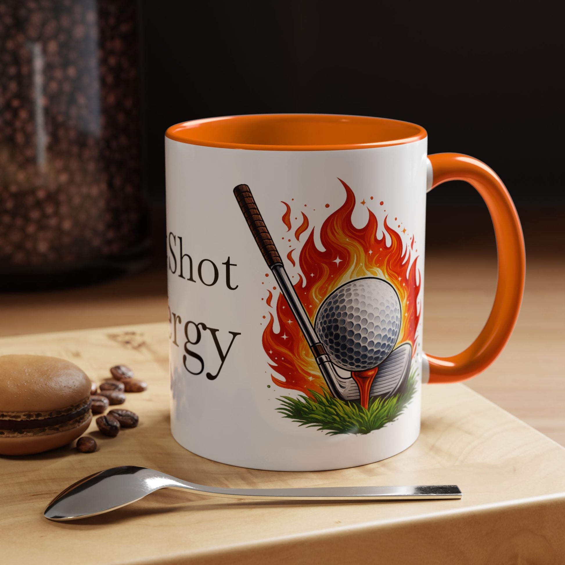Hot Shot Energy Golf Mug Flaming Golf Ball Accent Mug - SJM Print Store