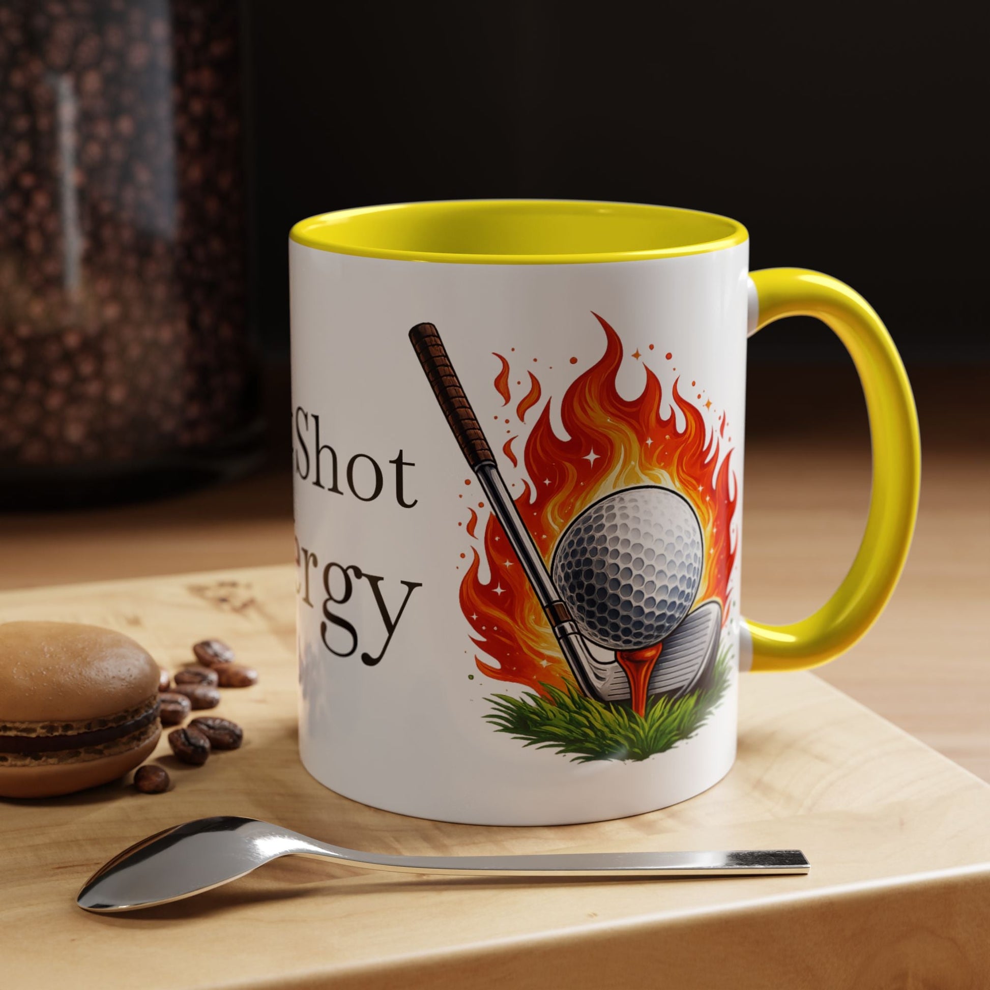 Hot Shot Energy Golf Mug Flaming Golf Ball Accent Mug - SJM Print Store