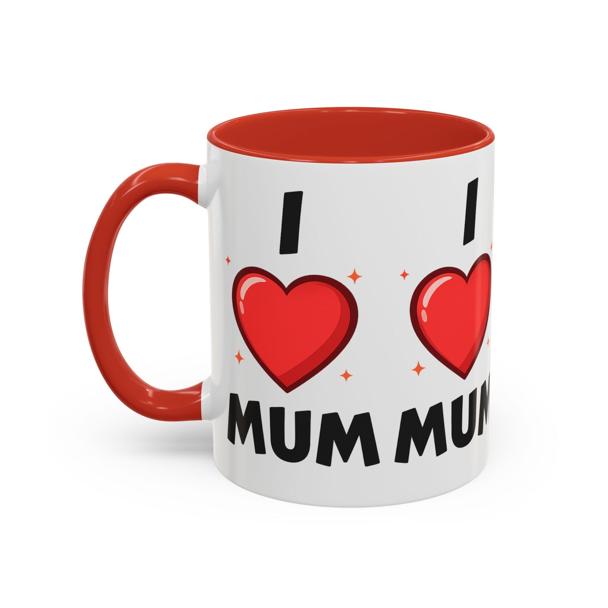 I Love Mum Accent Mug | Mother's Day Coffee Mug | Tea Mug Gift for Mum | Red Ceramic Mug | Gifts & Lifestyle - SJM Print Store
