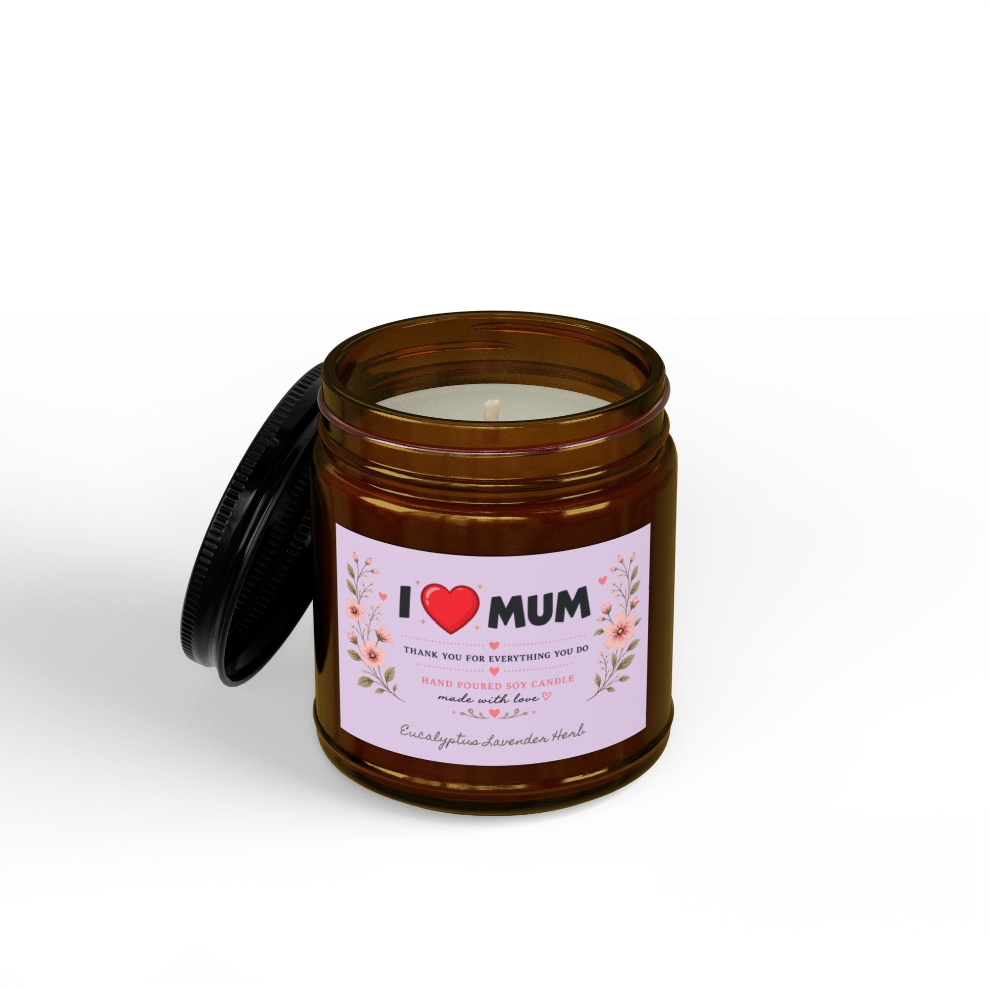 I Love Mum Eucalyptus & Lavender Soy Candle | Hand Poured Gift for Mum | Relaxing Aromatherapy Candle | 4oz & 9oz - SJM Print Store