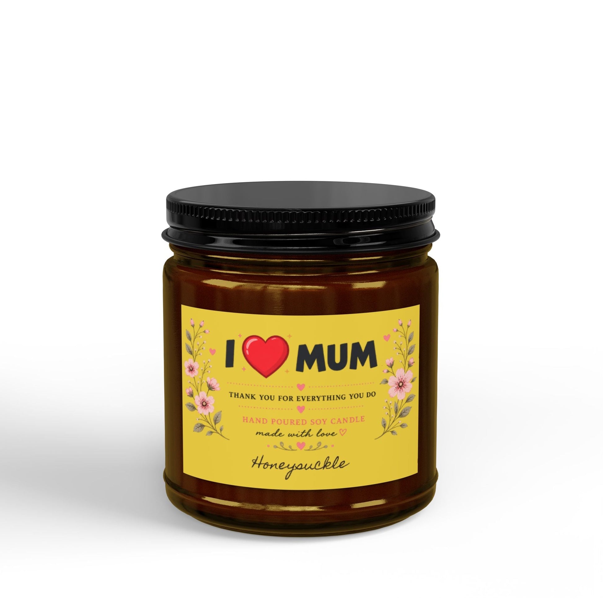 I Love Mum Honeysuckle Soy Candle | Hand Poured Gift for Mum | Floral Home Fragrance | 4oz & 9oz - SJM Print Store
