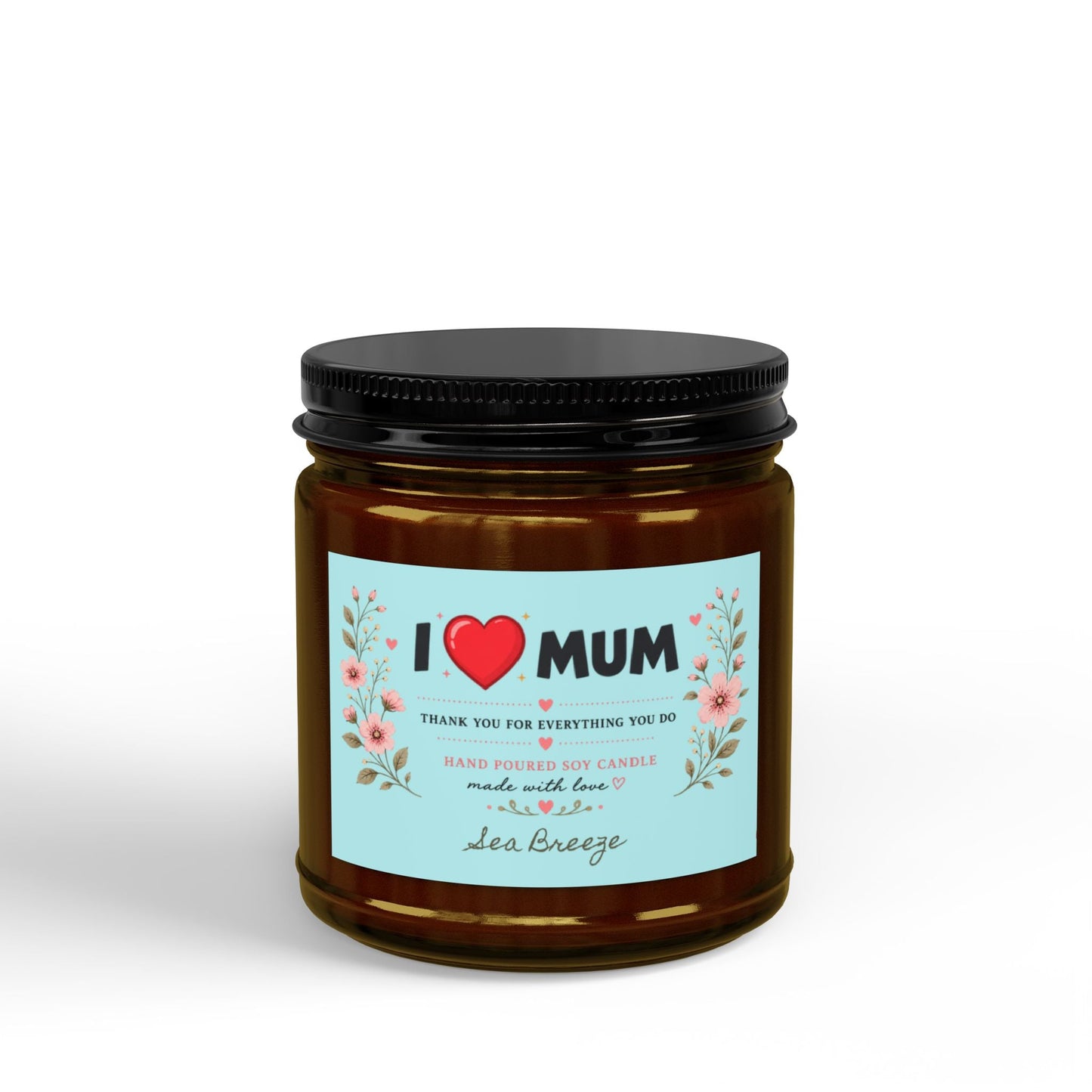 I Love Mum Sea Breeze Soy Candle | Hand Poured Gift for Mum | Fresh Coastal Home Fragrance | 4oz & 9oz - SJM Print Store