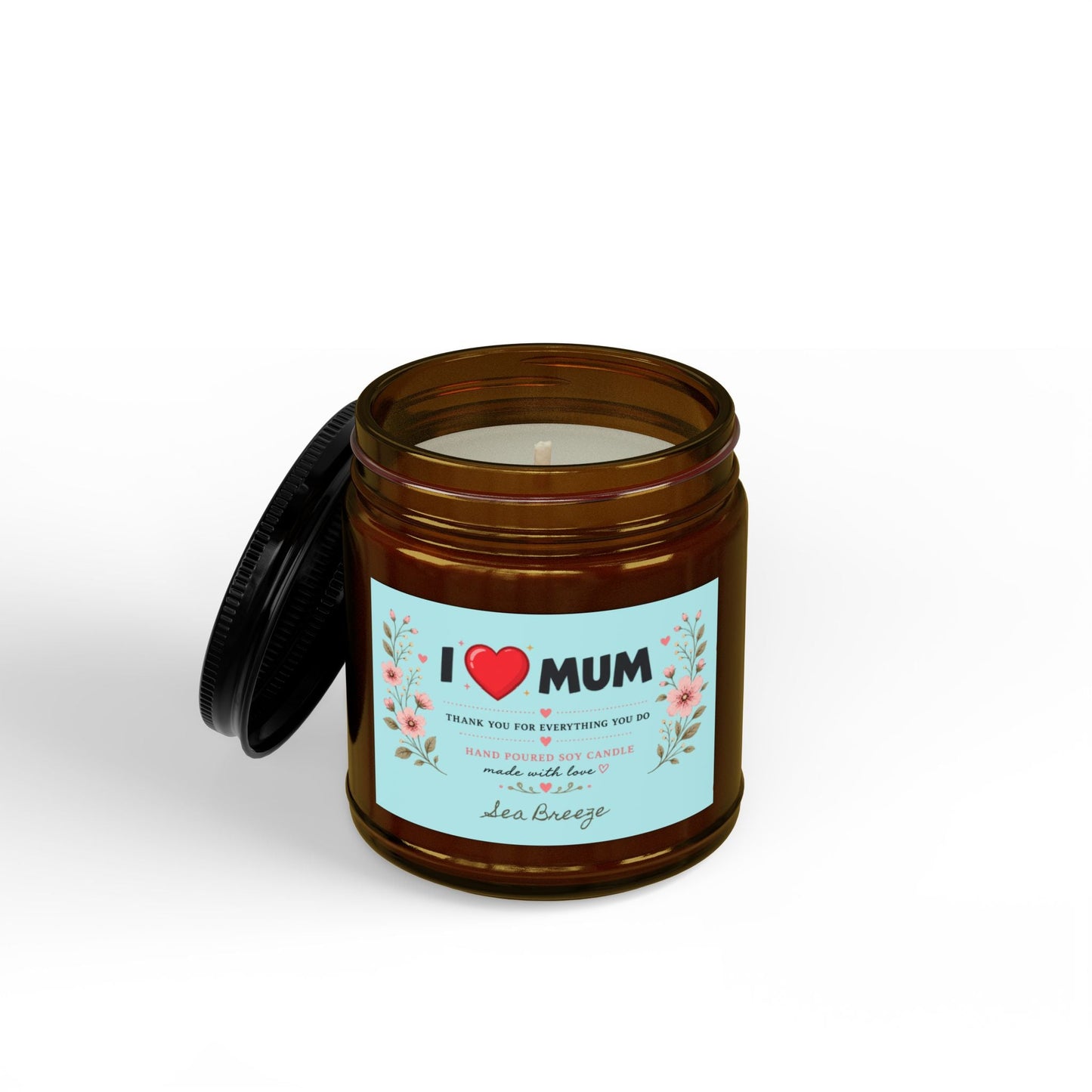 I Love Mum Sea Breeze Soy Candle | Hand Poured Gift for Mum | Fresh Coastal Home Fragrance | 4oz & 9oz - SJM Print Store