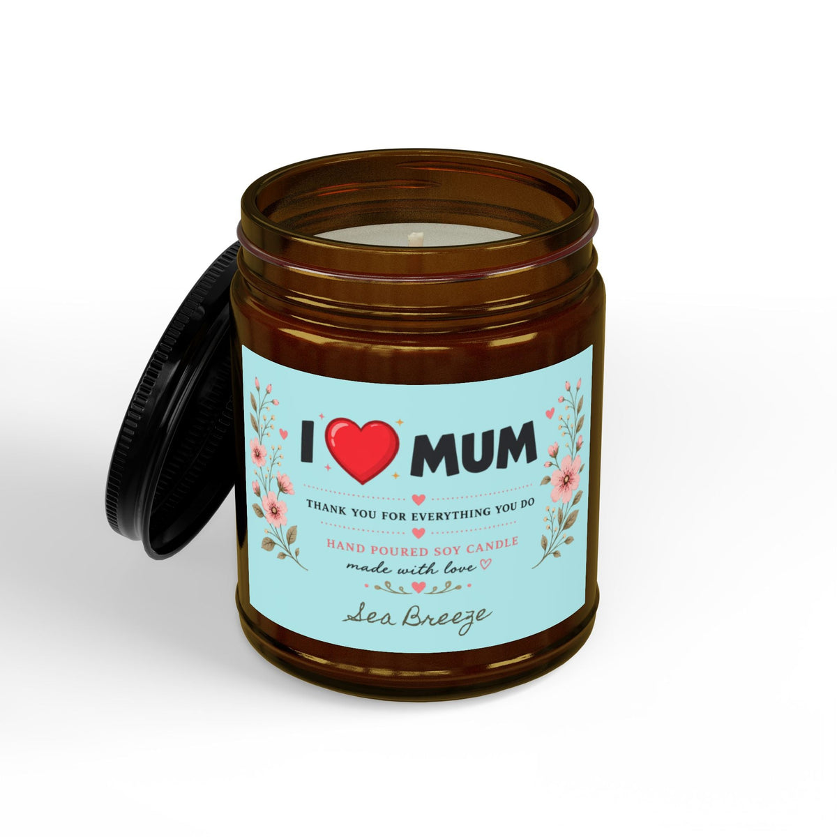 I Love Mum Sea Breeze Soy Candle | Hand Poured Gift for Mum | Fresh Coastal Home Fragrance | 4oz & 9oz - SJM Print Store