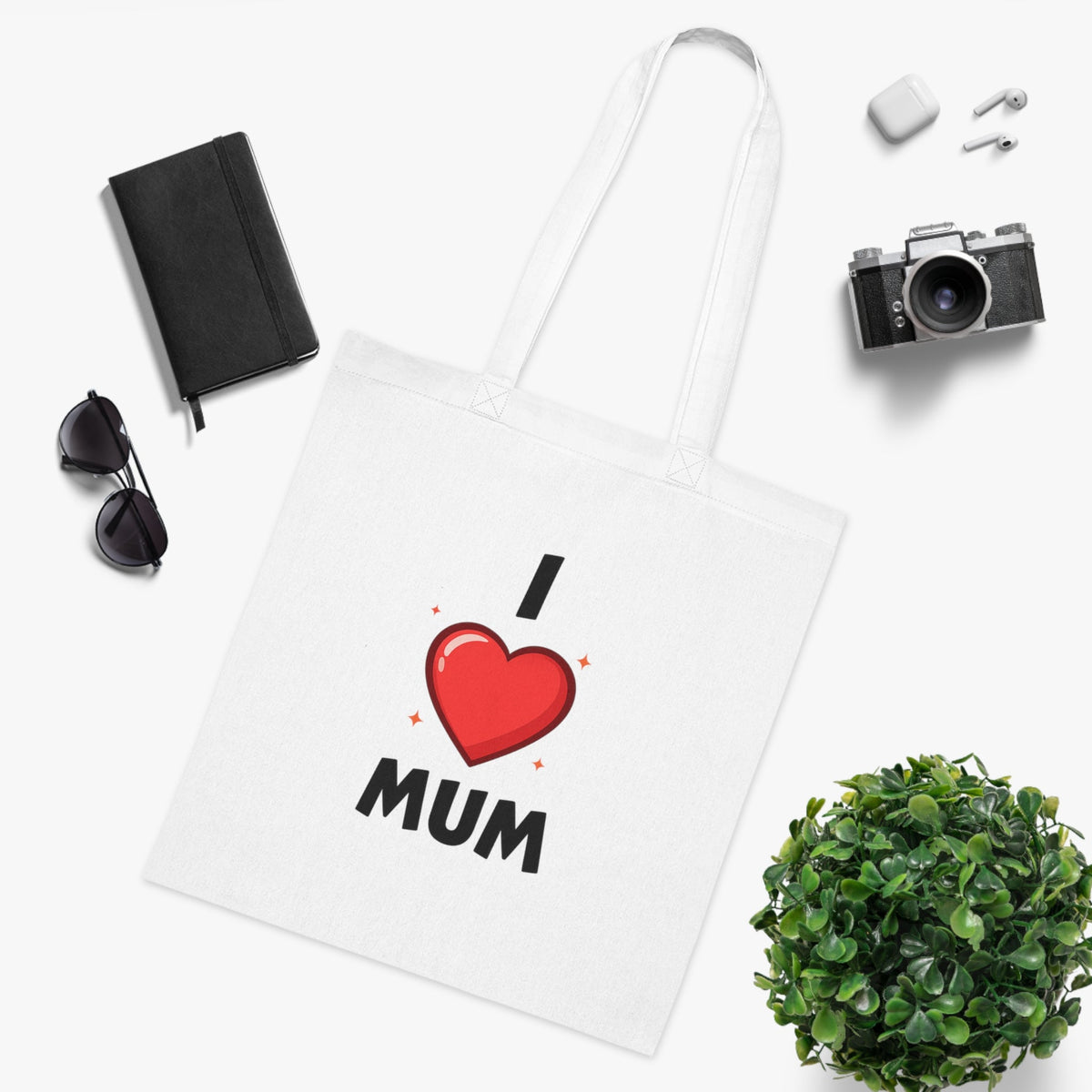 I Love Mum Tote Bag | Reusable Canvas Shopping Bag | Gift for Mum | Mother's Day Gift | Everyday Tote | Gifts & Lifestyle - SJM Print Store