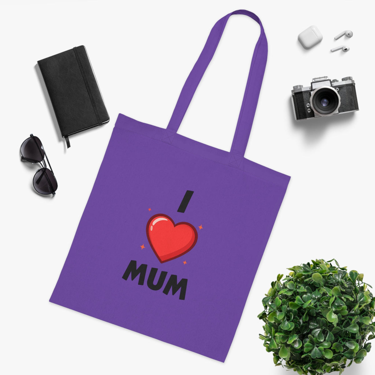 I Love Mum Tote Bag | Reusable Canvas Shopping Bag | Gift for Mum | Mother's Day Gift | Everyday Tote | Gifts & Lifestyle - SJM Print Store