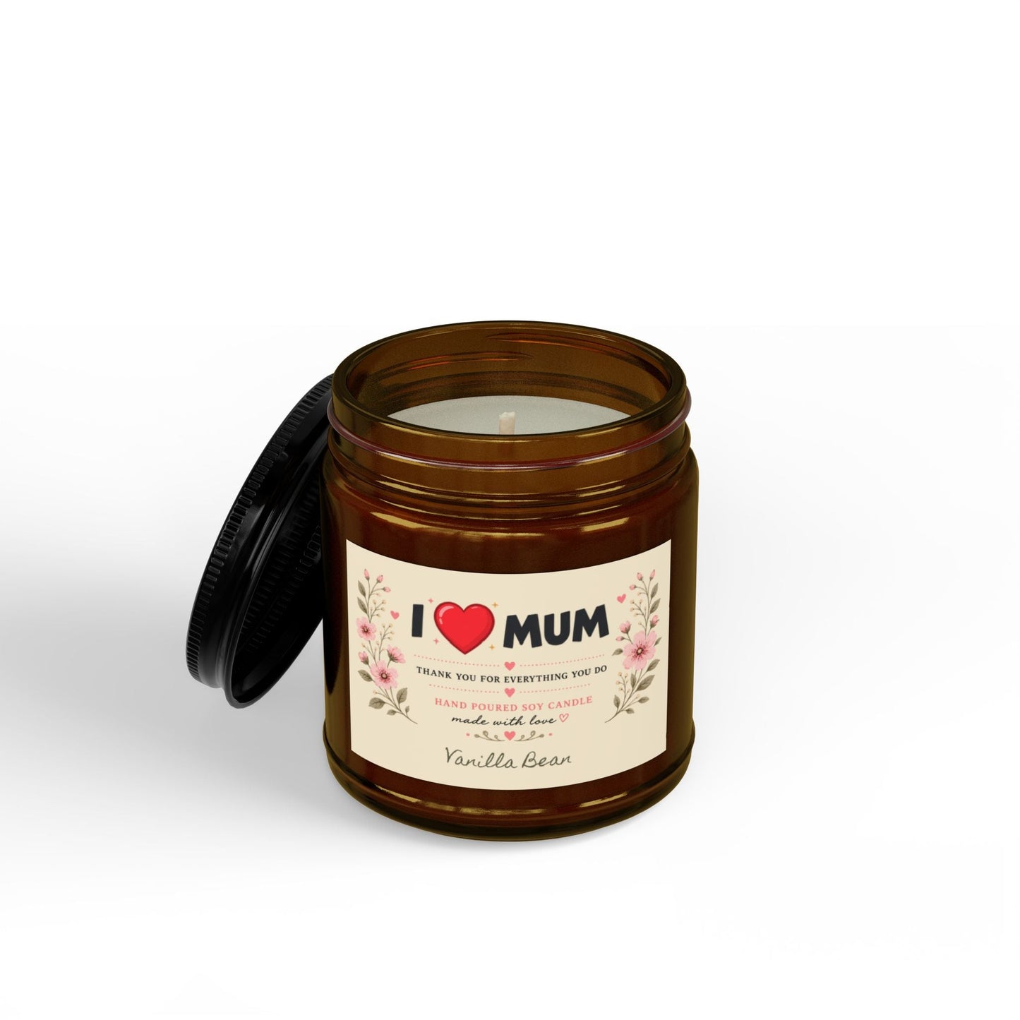 I Love Mum Vanilla Bean Soy Candle | Hand Poured Gift for Mum | 4oz & 9oz - SJM Print Store