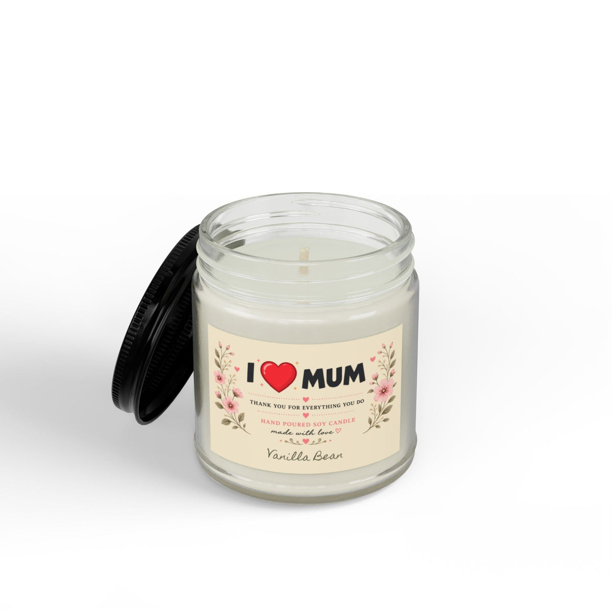 I Love Mum Vanilla Bean Soy Candle | Hand Poured Gift for Mum | 4oz & 9oz - SJM Print Store