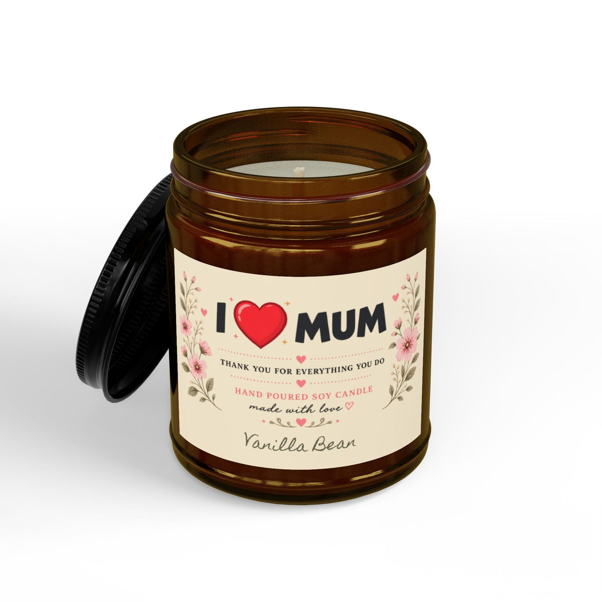 I Love Mum Vanilla Bean Soy Candle | Hand Poured Gift for Mum | 4oz & 9oz - SJM Print Store