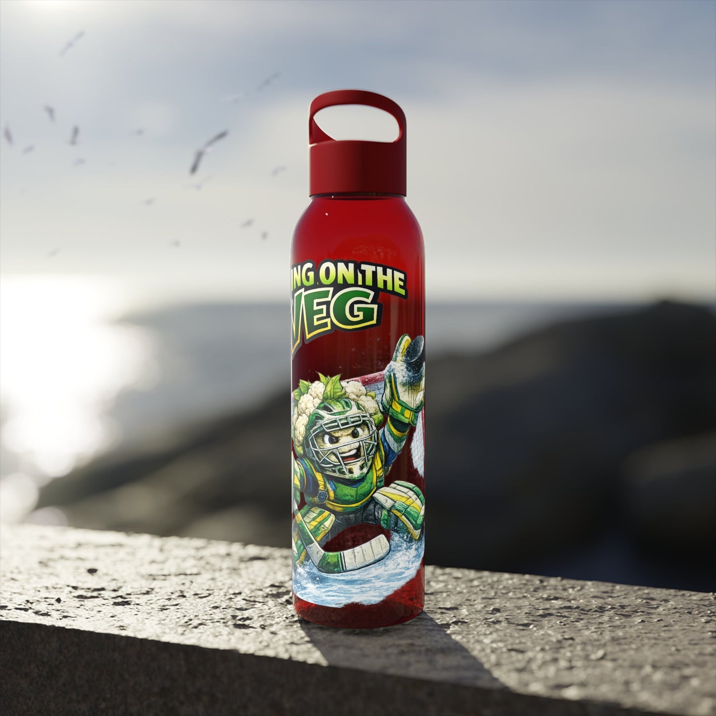 Ice Hockey Cauliflower Water Bottle - SJM Print Store