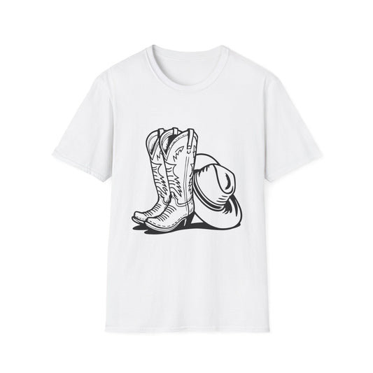 Cowboy Boots & Hat Unisex T-Shirt | Western Style Tee, Country Vibes Shirt, Rodeo Apparel, Gift for Cowboys, Casual Tee