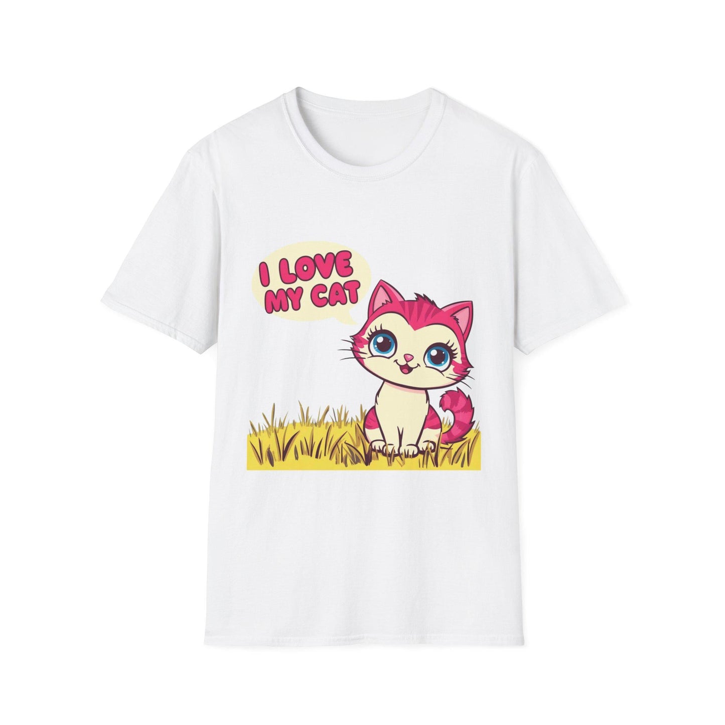 Cutesy Cat Lover T-Shirt, Unisex Tee, I Love my Cat Shirt, Cute Kitty Top, Softstyle Tee for Cat Owners