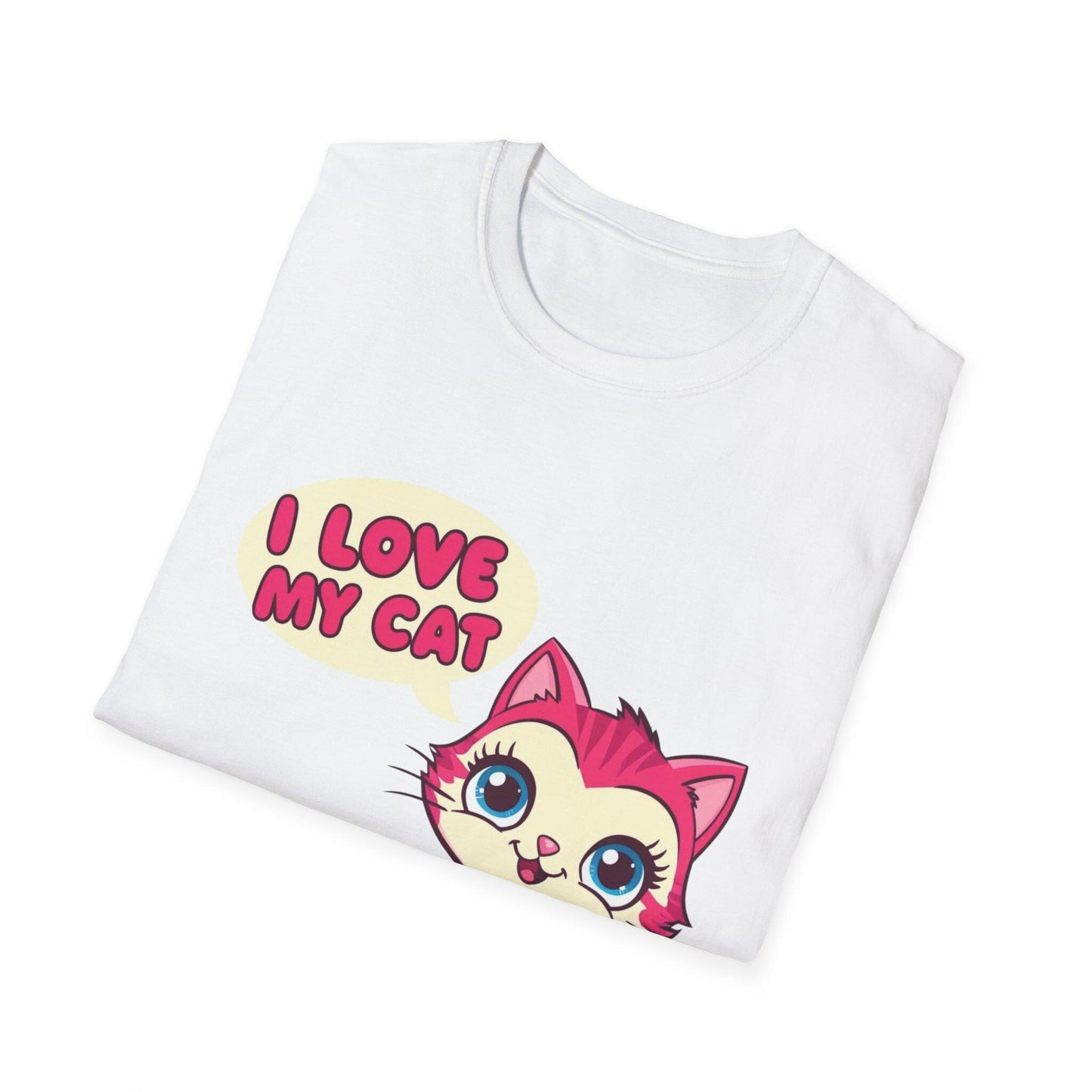 Cutesy Cat Lover T-Shirt, Unisex Tee, I Love my Cat Shirt, Cute Kitty Top, Softstyle Tee for Cat Owners