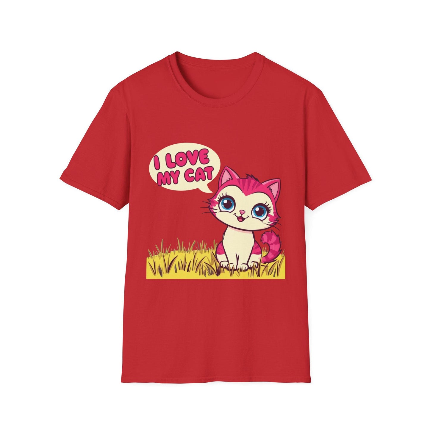 Cutesy Cat Lover T-Shirt, Unisex Tee, I Love my Cat Shirt, Cute Kitty Top, Softstyle Tee for Cat Owners