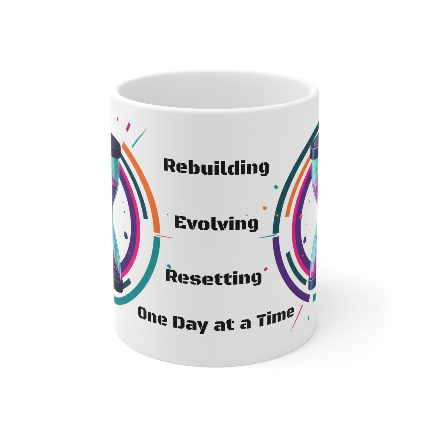 Inspirational Mug â€” "Rebuilding, Evolving, Resetting One Day at a Time" - SJM Print Store