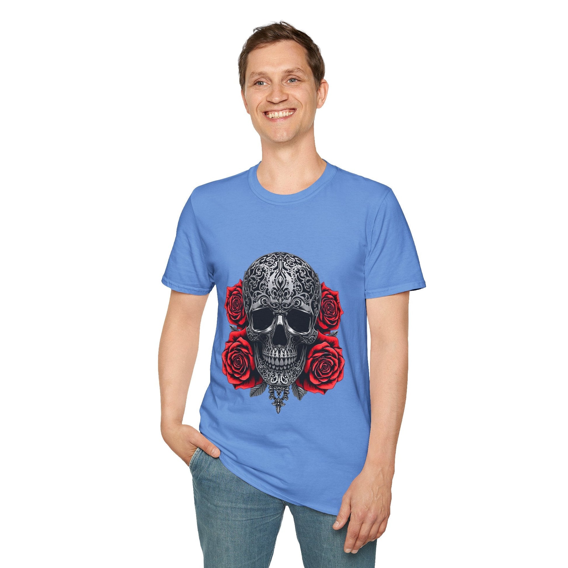 Iron Skull & Red Roses Tattoo Inspired Tee - SJM Print Store