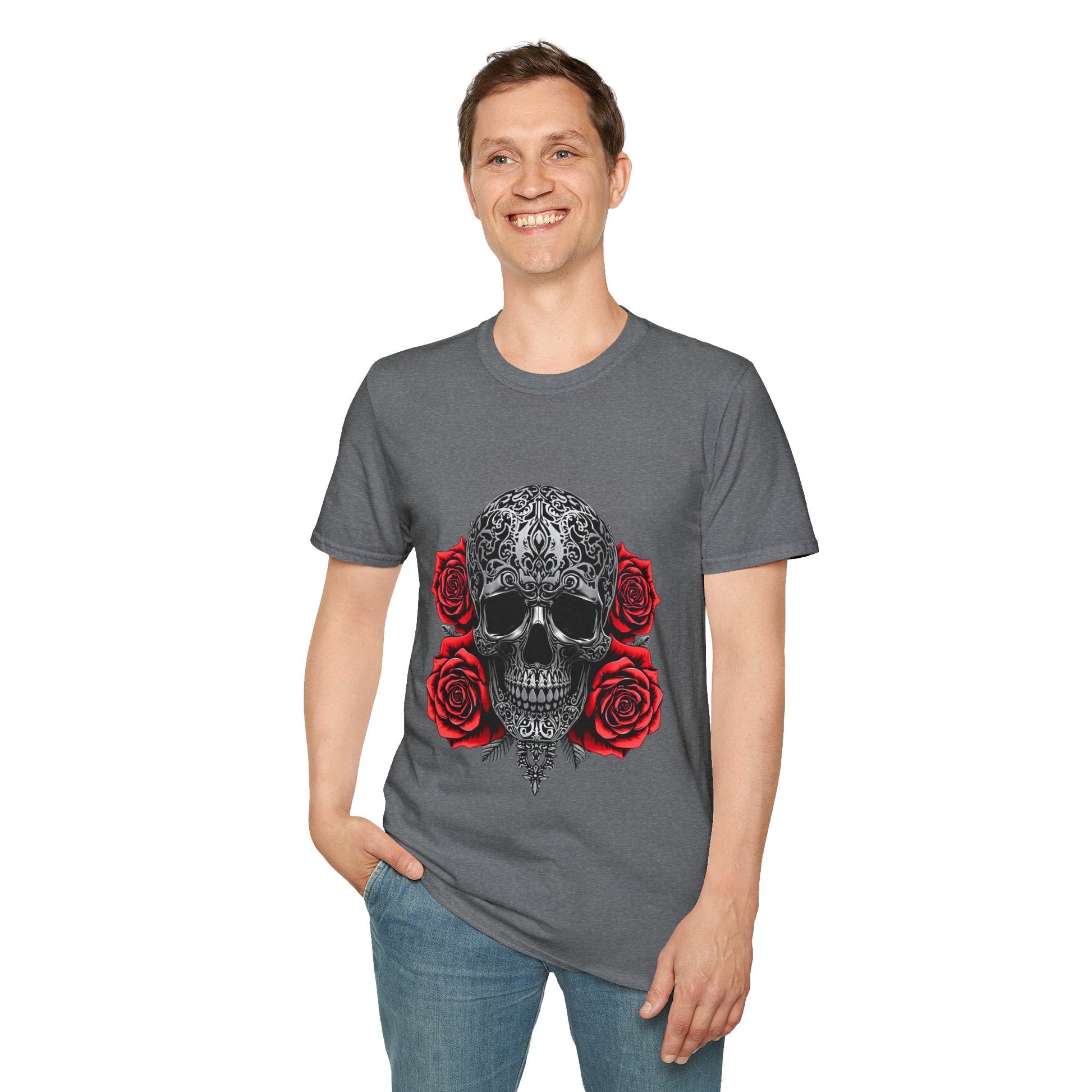 Iron Skull & Red Roses Tattoo Inspired Tee - SJM Print Store