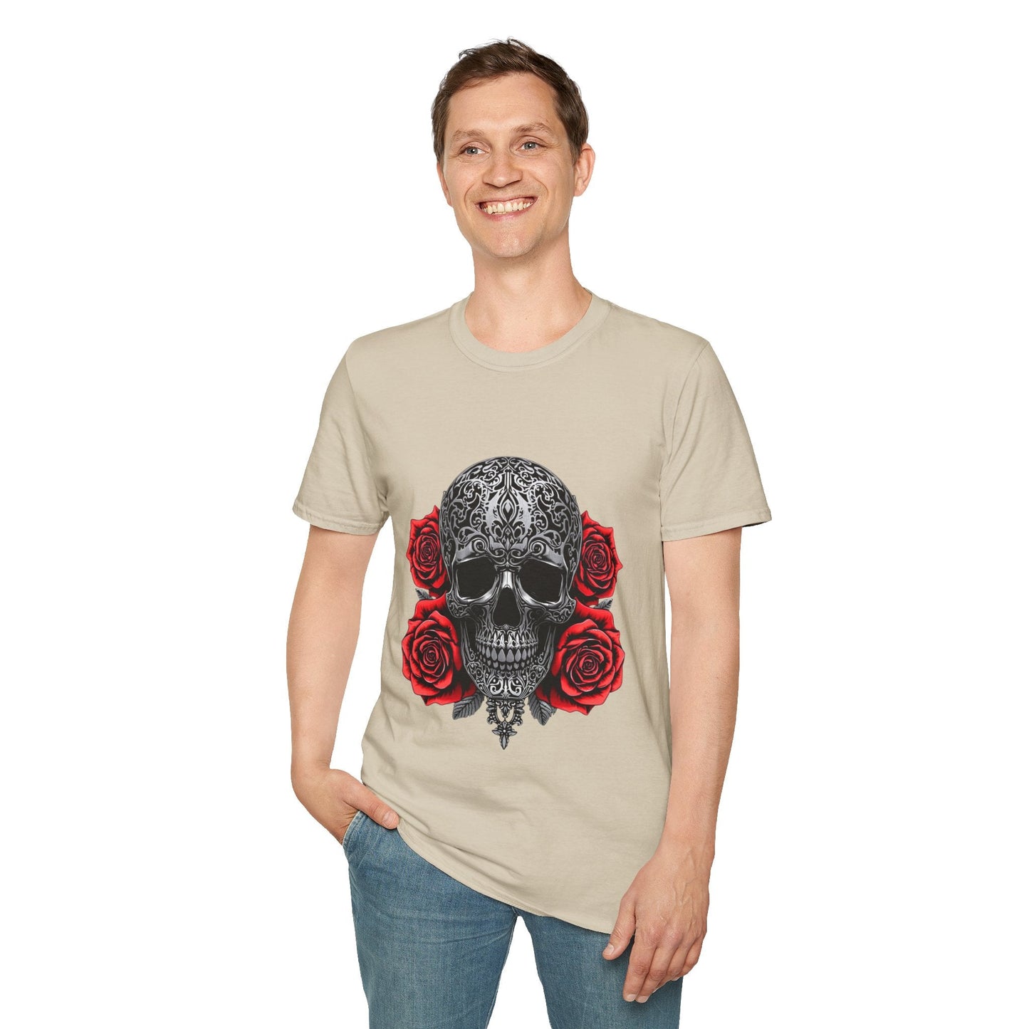 Iron Skull & Red Roses Tattoo Inspired Tee - SJM Print Store