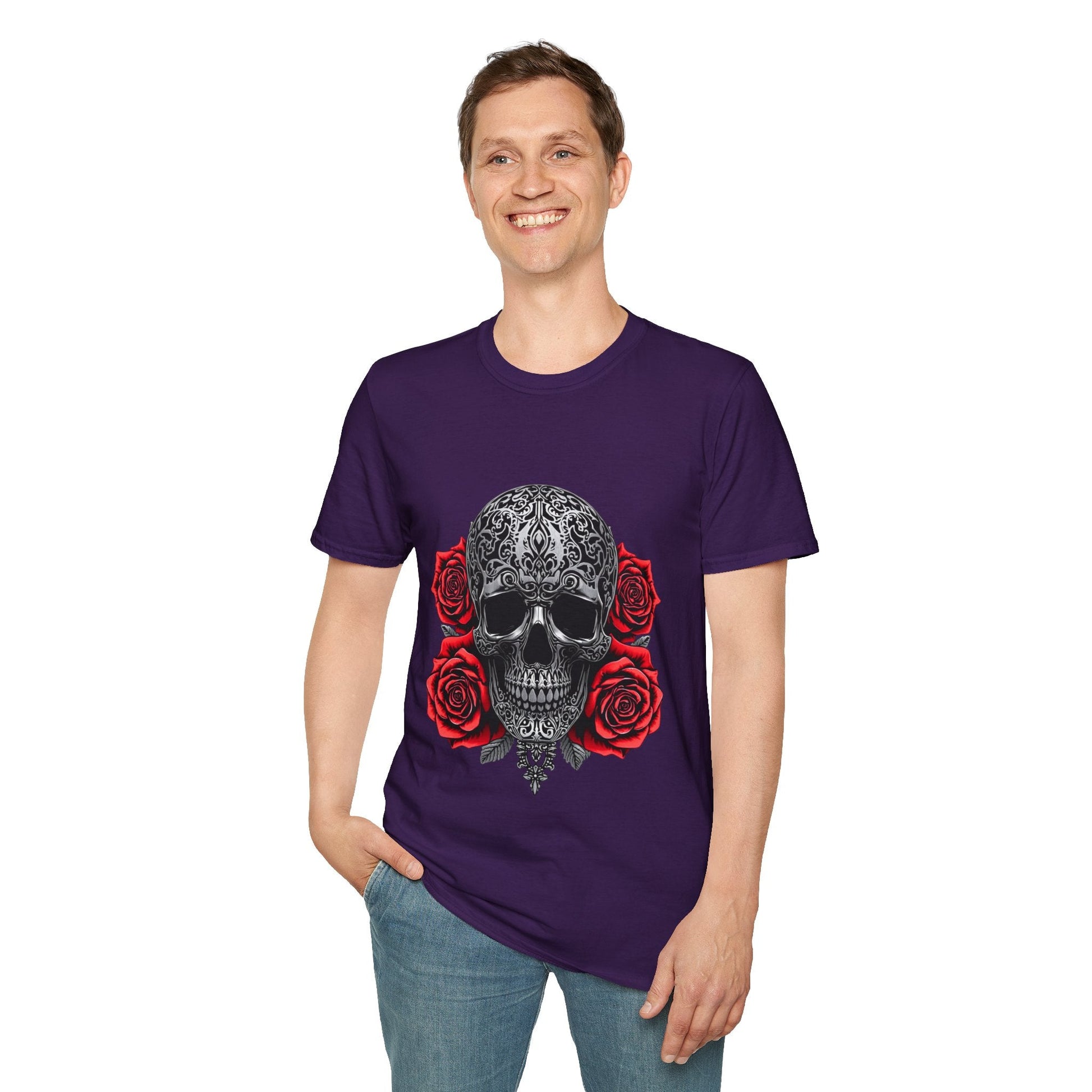 Iron Skull & Red Roses Tattoo Inspired Tee - SJM Print Store