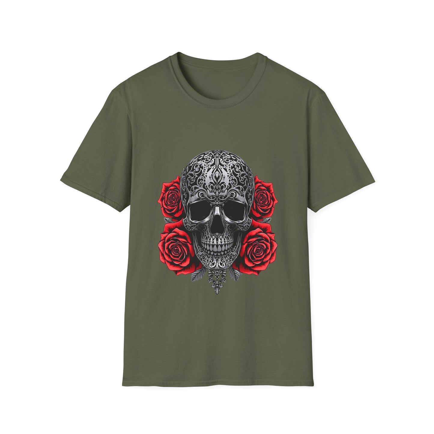 Iron Skull & Red Roses Tattoo Inspired Tee - SJM Print Store