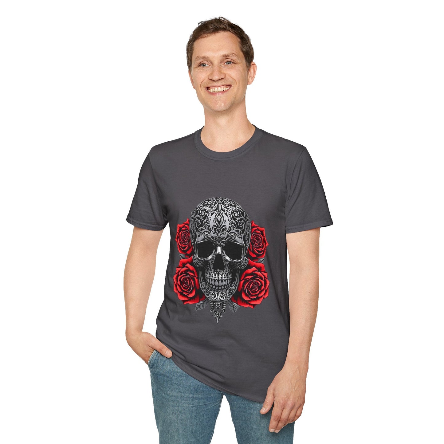 Iron Skull & Red Roses Tattoo Inspired Tee - SJM Print Store
