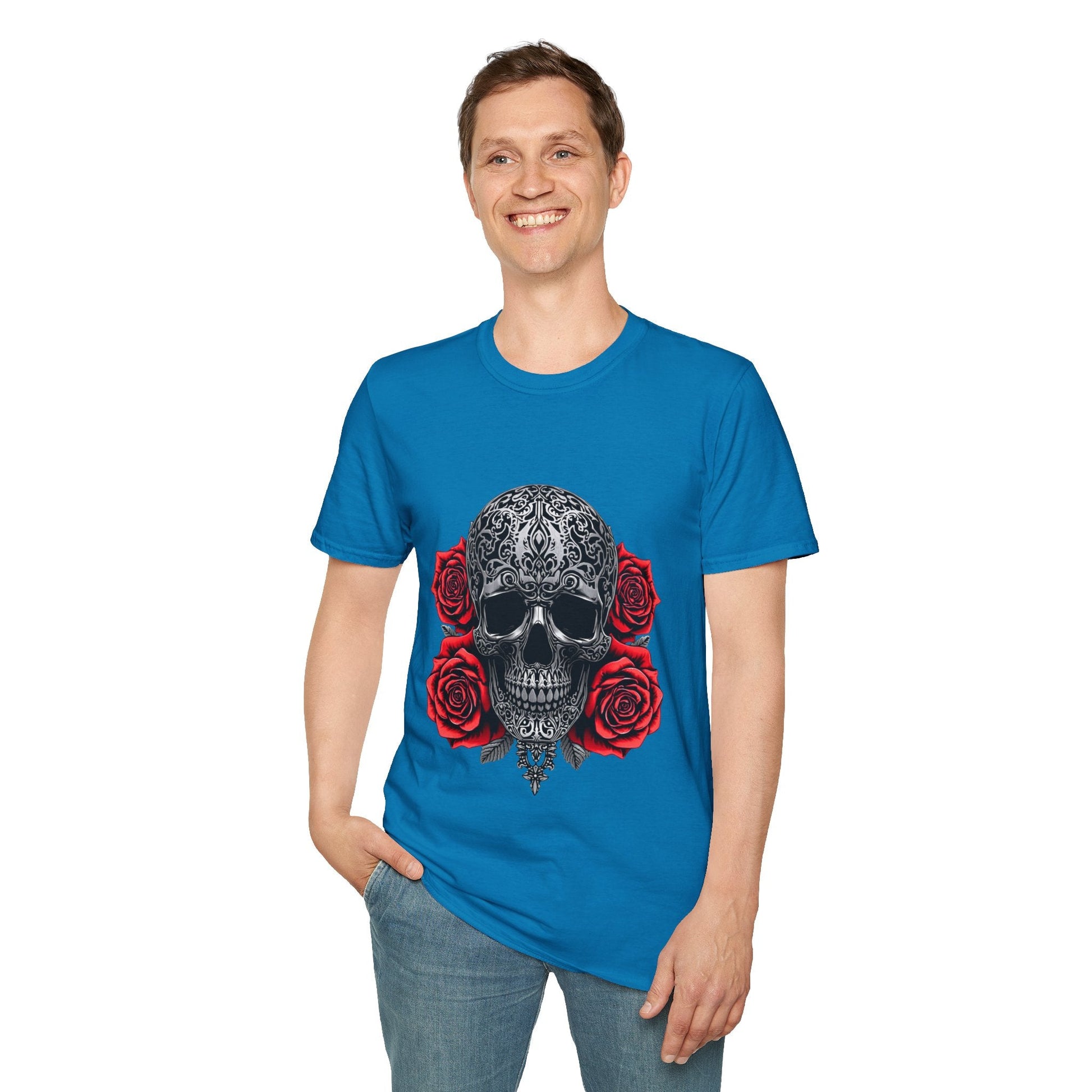 Iron Skull & Red Roses Tattoo Inspired Tee - SJM Print Store