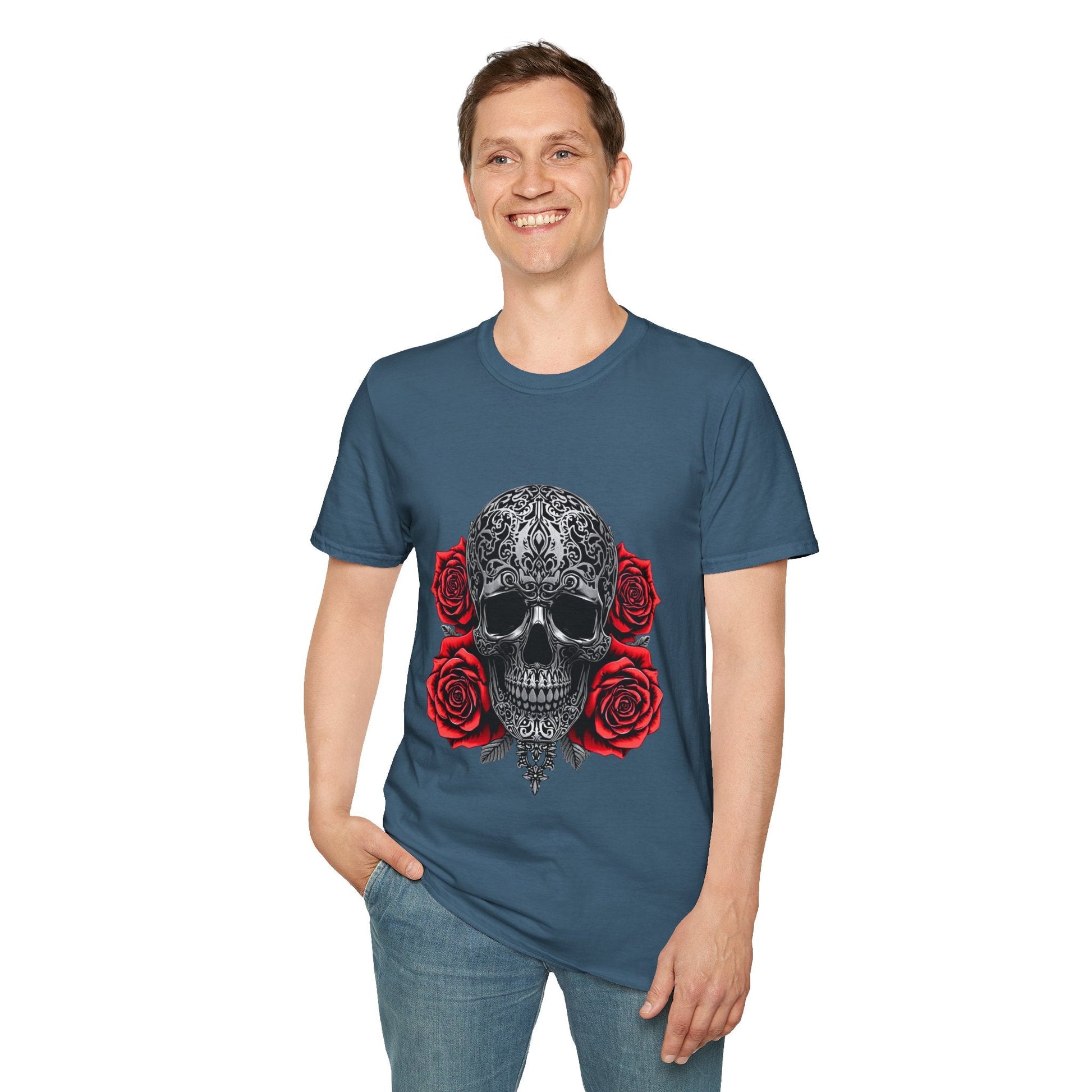 Iron Skull & Red Roses Tattoo Inspired Tee - SJM Print Store