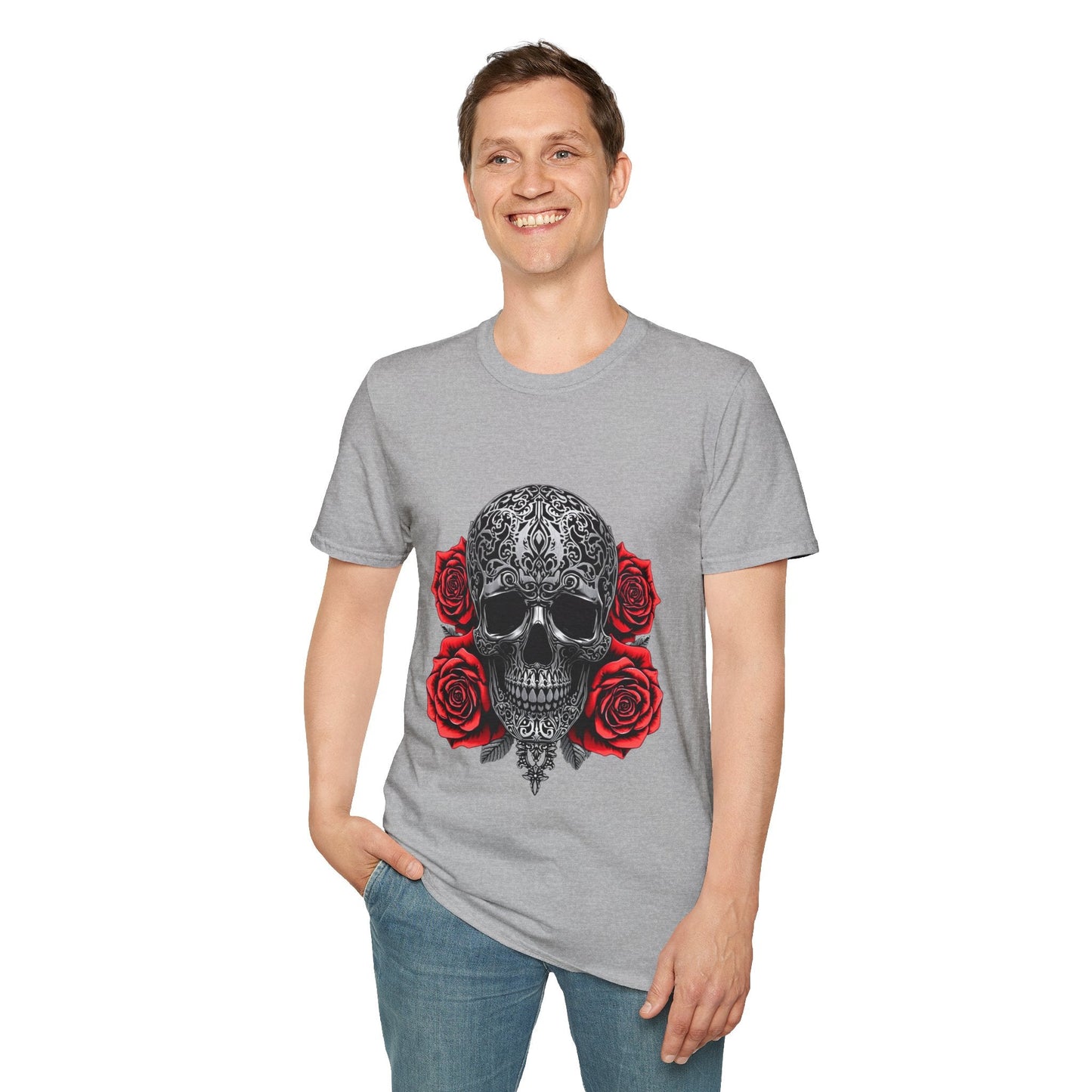 Iron Skull & Red Roses Tattoo Inspired Tee - SJM Print Store