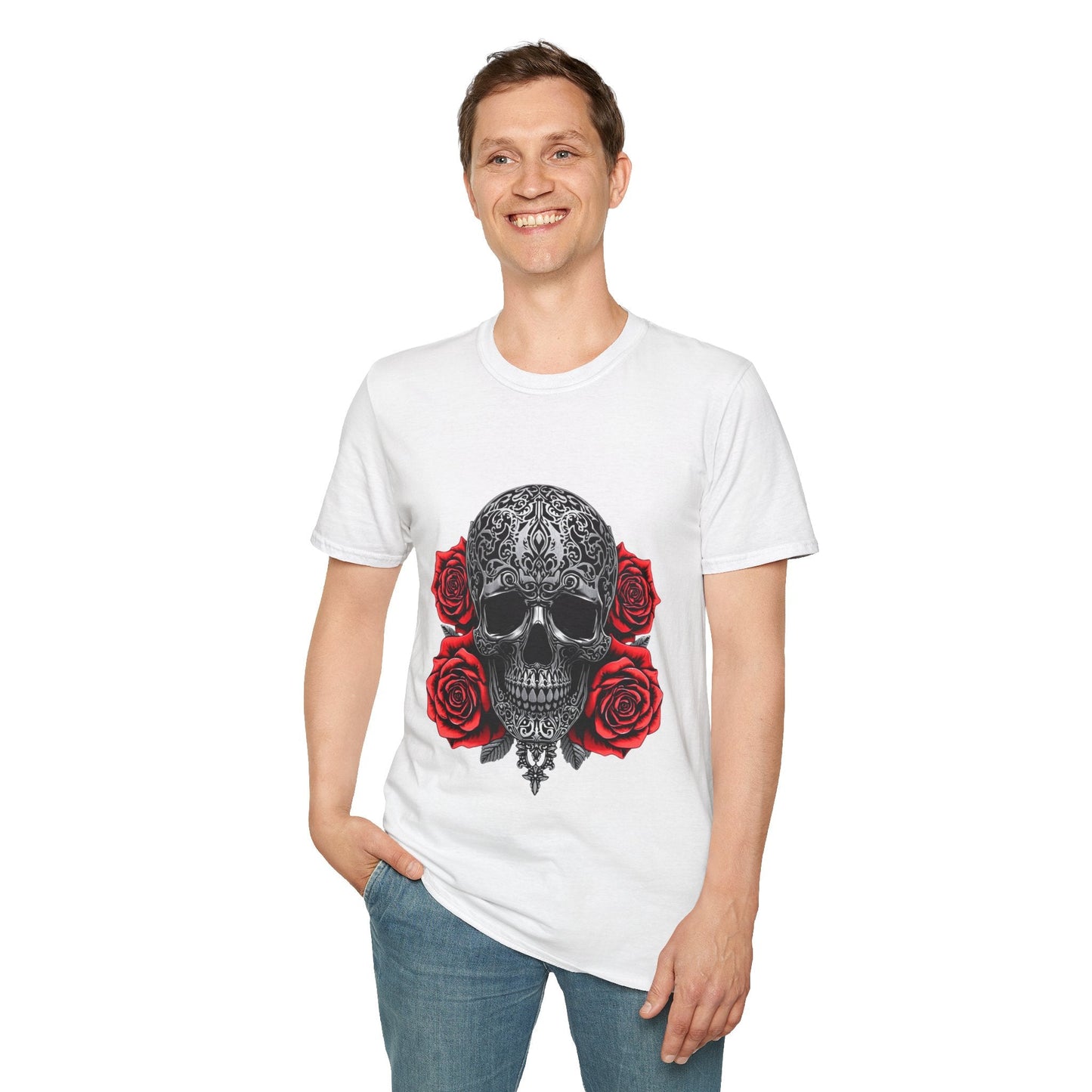 Iron Skull & Red Roses Tattoo Inspired Tee - SJM Print Store