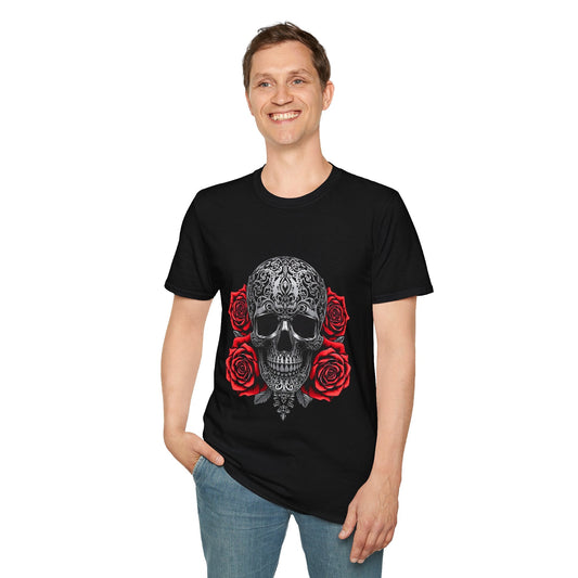 Iron Skull & Red Roses Tattoo Inspired Tee - SJM Print Store