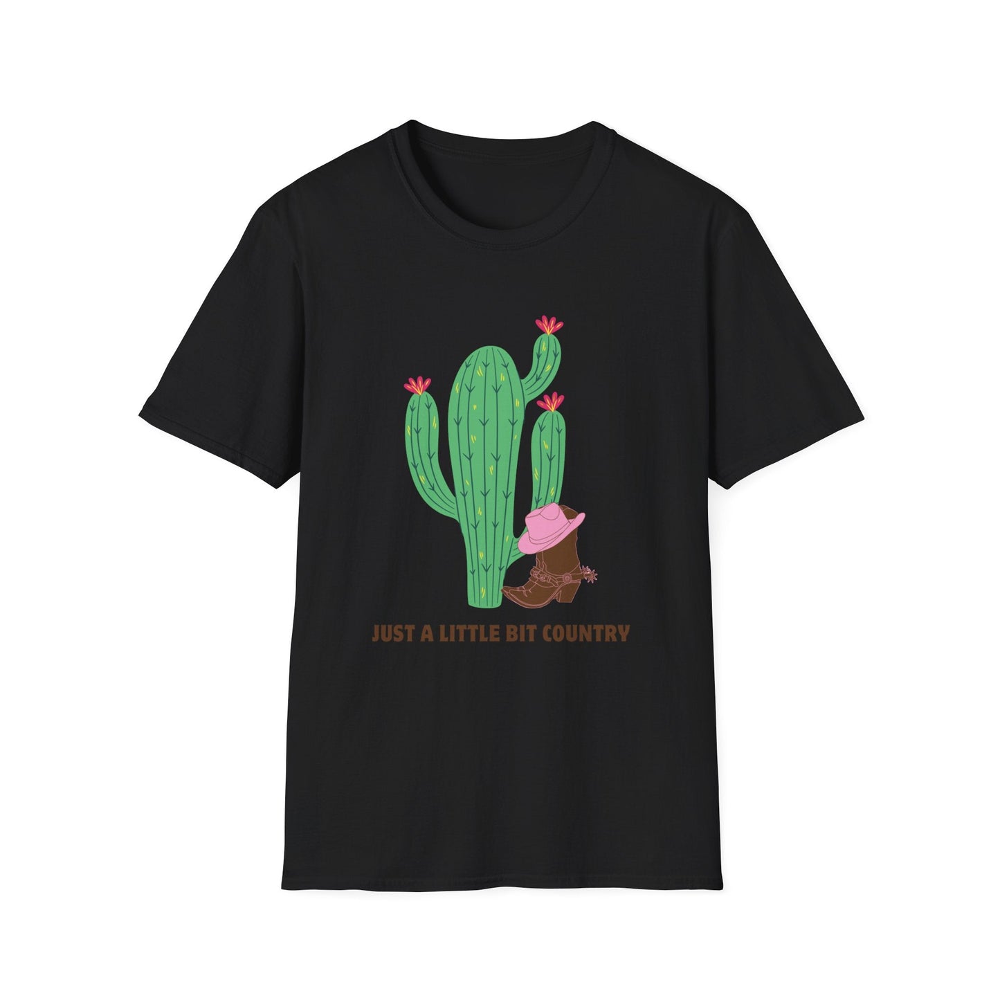 Just a Little Bit Country Cactus Unisex T-Shirt | Cute Cactus Design, Casual Wear, Gifts for Country Lovers, Southern Style Tee - SJM Print Store