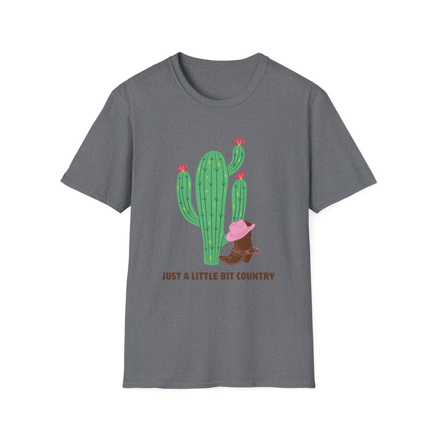 Just a Little Bit Country Cactus Unisex T-Shirt | Cute Cactus Design, Casual Wear, Gifts for Country Lovers, Southern Style Tee - SJM Print Store