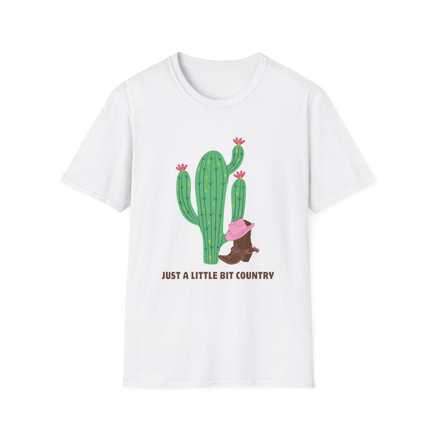 Just a Little Bit Country Cactus Unisex T-Shirt | Cute Cactus Design, Casual Wear, Gifts for Country Lovers, Southern Style Tee - SJM Print Store