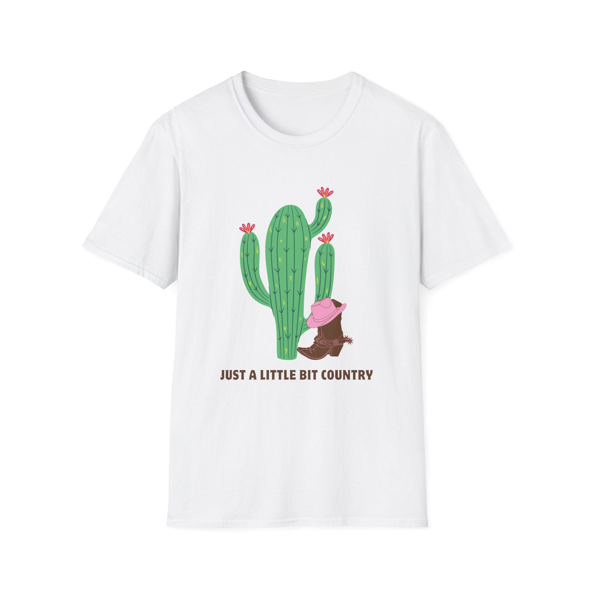 Just a Little Bit Country Cactus Unisex T-Shirt | Cute Cactus Design, Casual Wear, Gifts for Country Lovers, Southern Style Tee - SJM Print Store