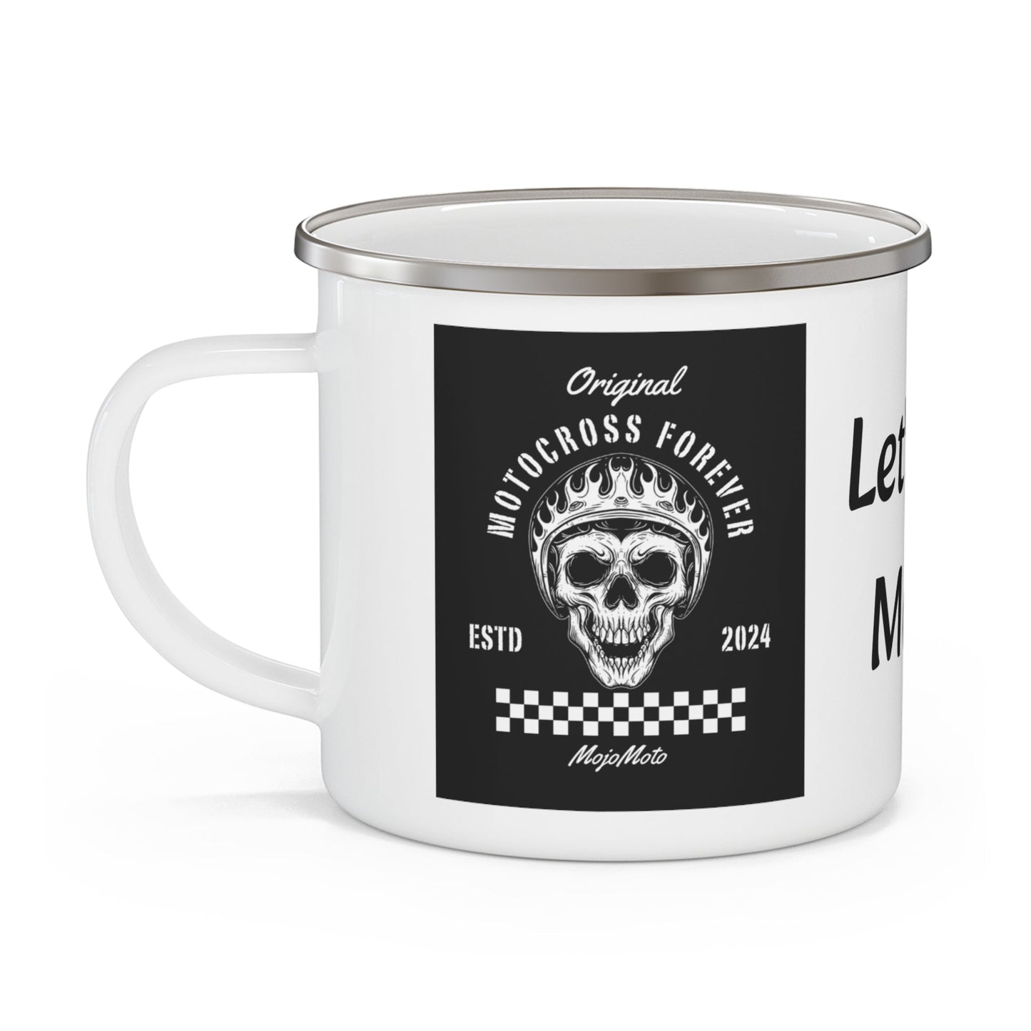 Let's Go Moto Enamel Camping Mug â€” Mojo Moto Skull Mug - SJM Print Store