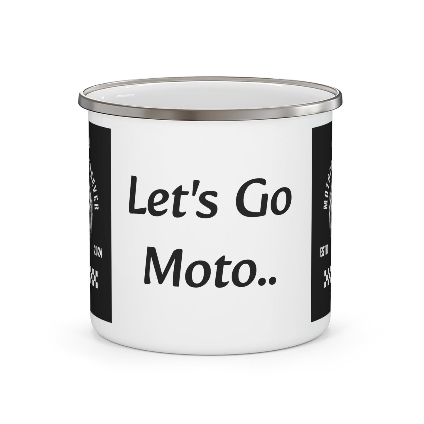 Let's Go Moto Enamel Camping Mug â€” Mojo Moto Skull Mug - SJM Print Store