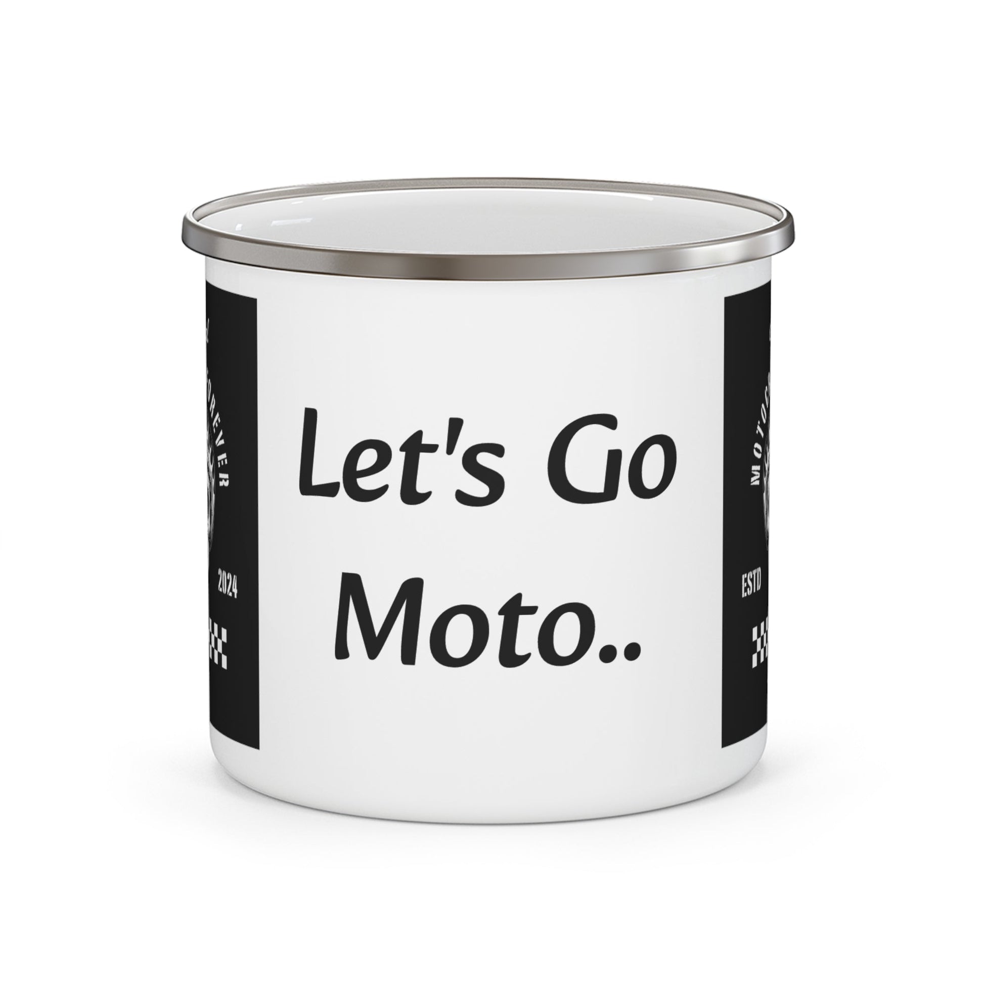 Let's Go Moto Enamel Camping Mug â€” Mojo Moto Skull Mug - SJM Print Store