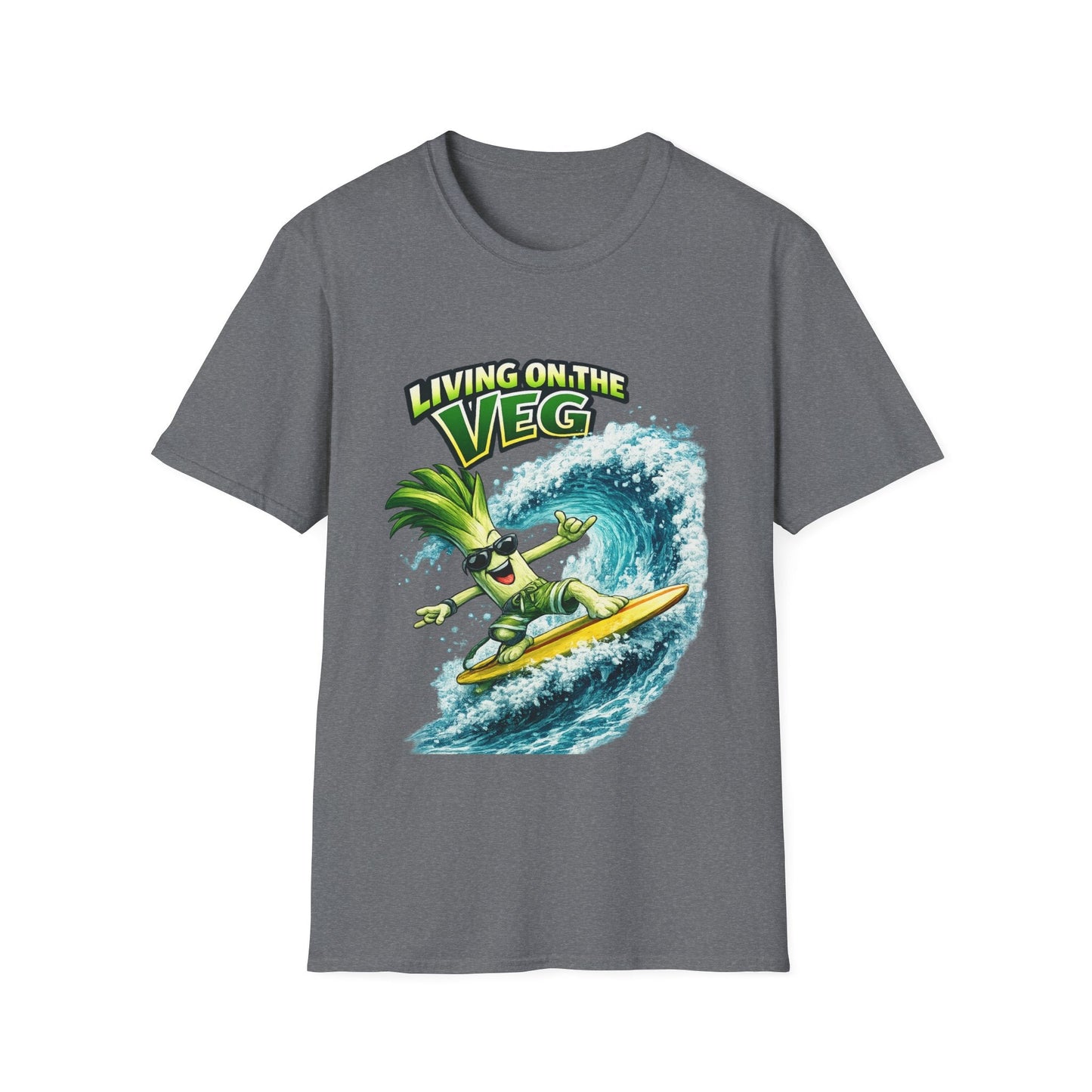 Living on the Veg Leek Surfing T-Shirt - SJM Print Store