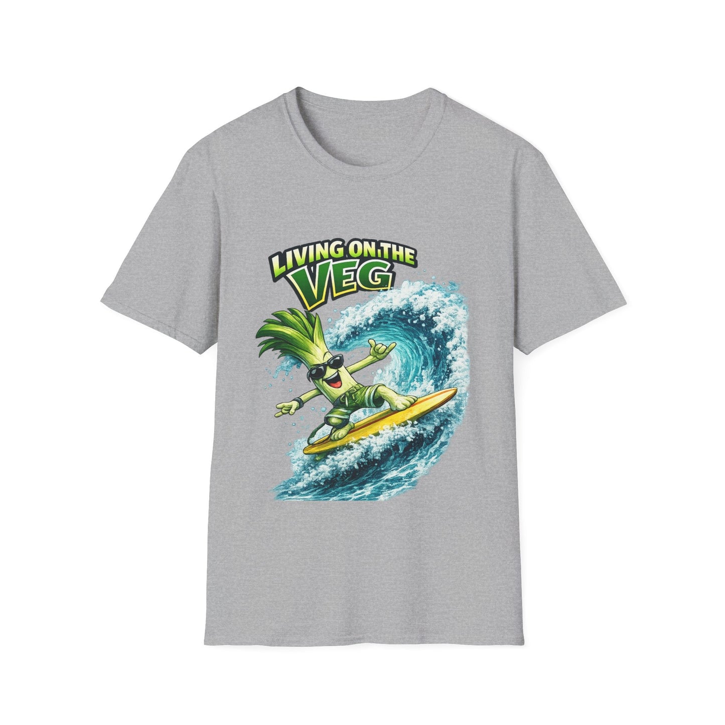 Living on the Veg Leek Surfing T-Shirt - SJM Print Store