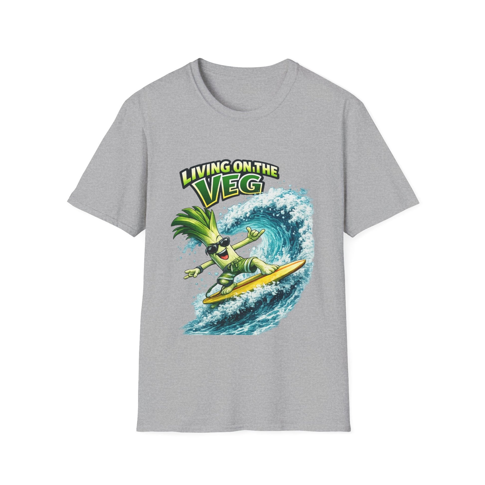 Living on the Veg Leek Surfing T-Shirt - SJM Print Store