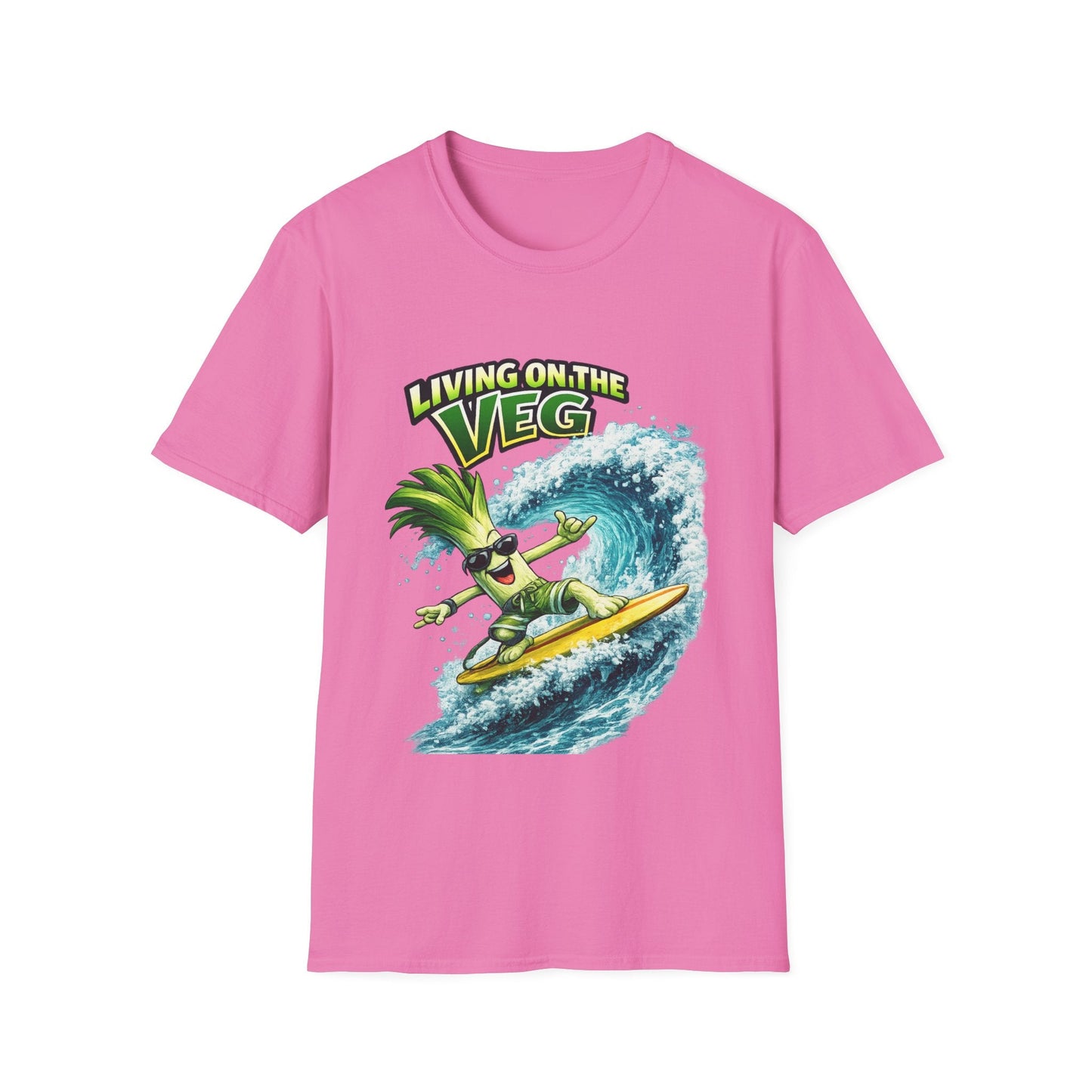 Living on the Veg Leek Surfing T-Shirt - SJM Print Store