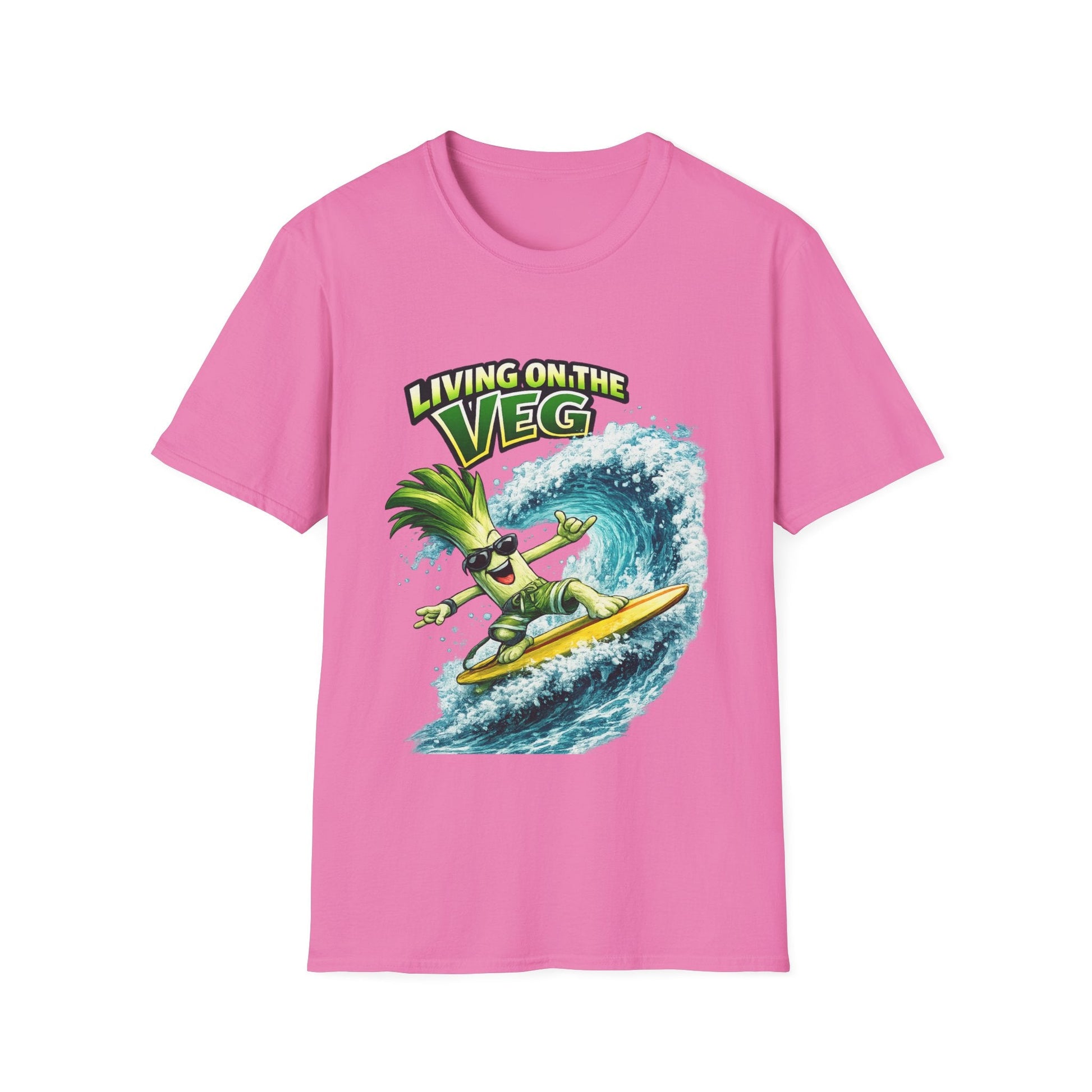 Living on the Veg Leek Surfing T-Shirt - SJM Print Store