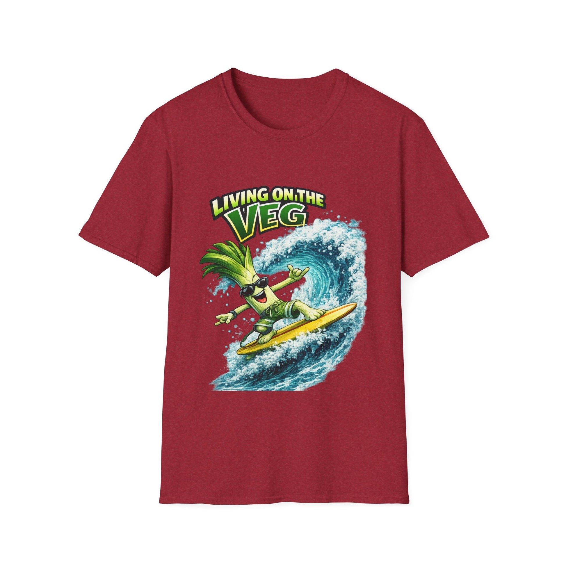 Living on the Veg Leek Surfing T-Shirt - SJM Print Store