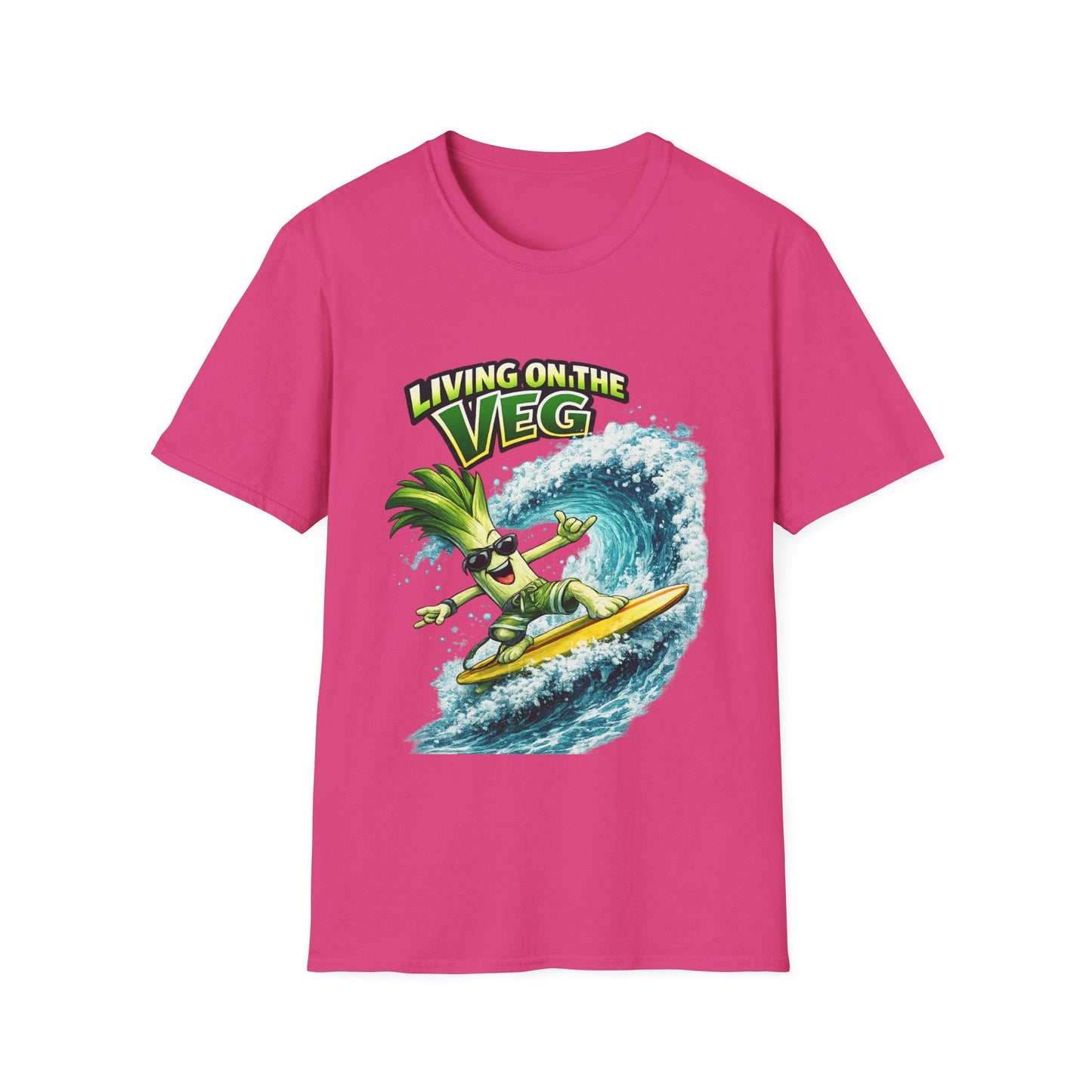 Living on the Veg Leek Surfing T-Shirt - SJM Print Store