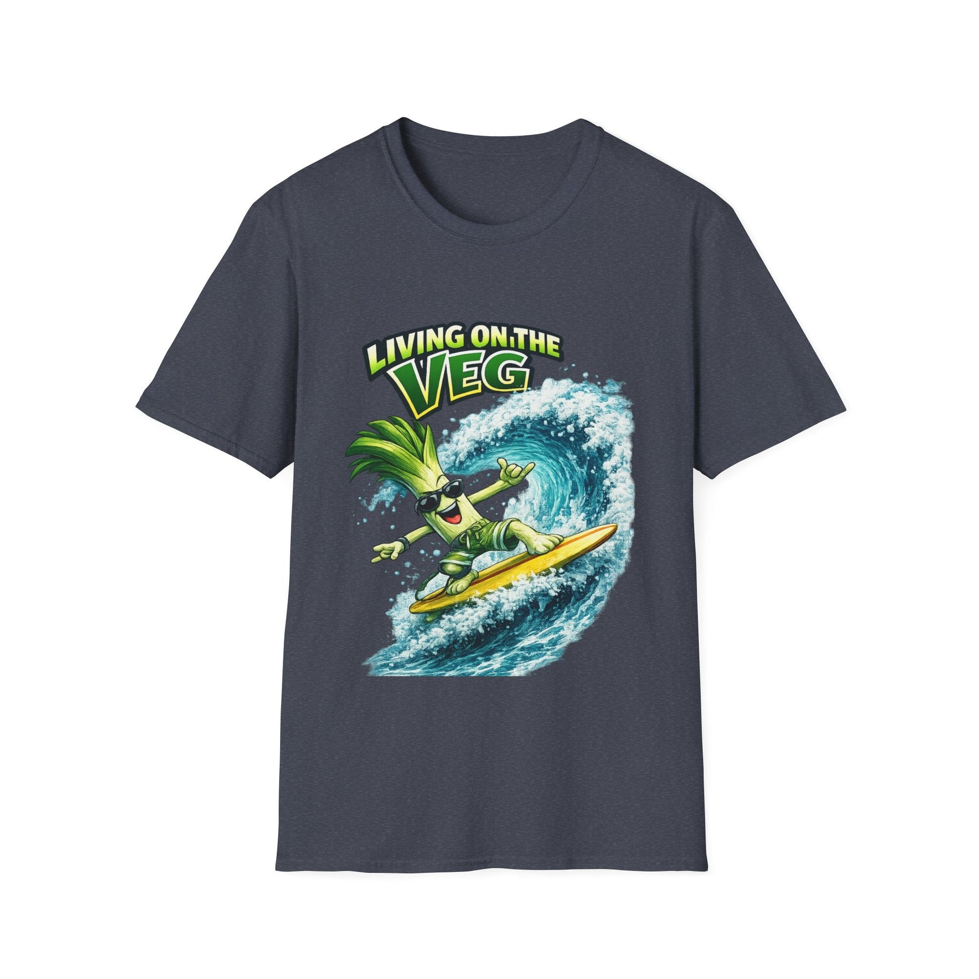 Living on the Veg Leek Surfing T-Shirt - SJM Print Store