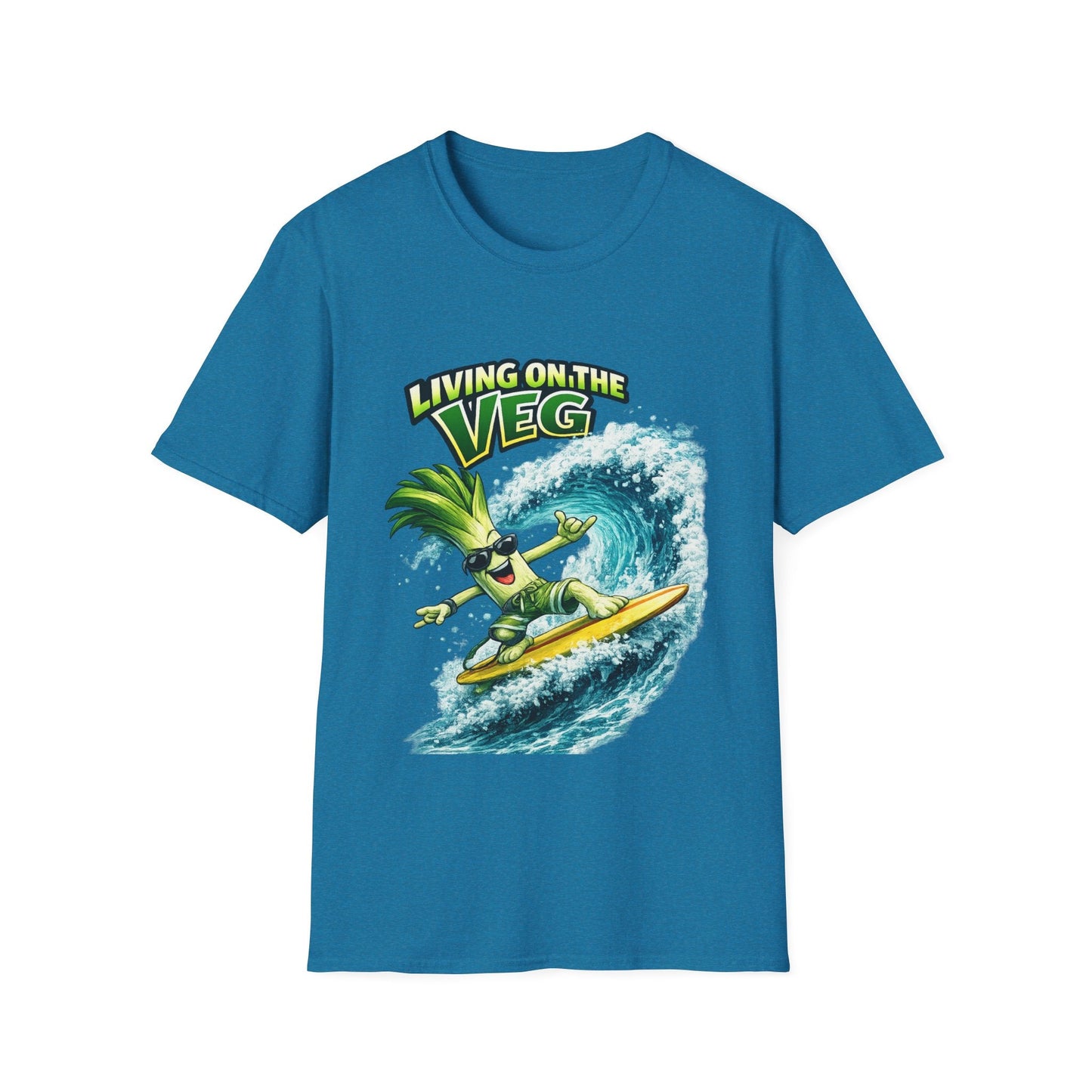 Living on the Veg Leek Surfing T-Shirt - SJM Print Store