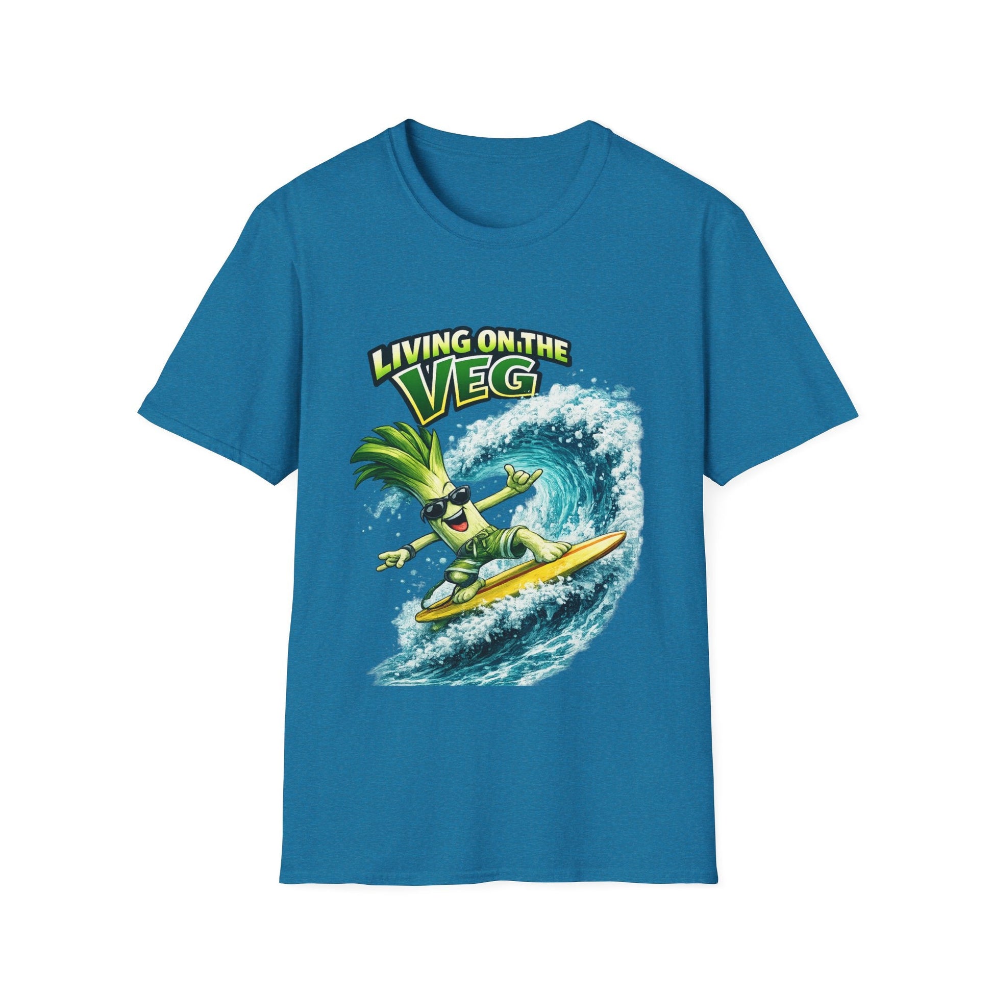 Living on the Veg Leek Surfing T-Shirt - SJM Print Store