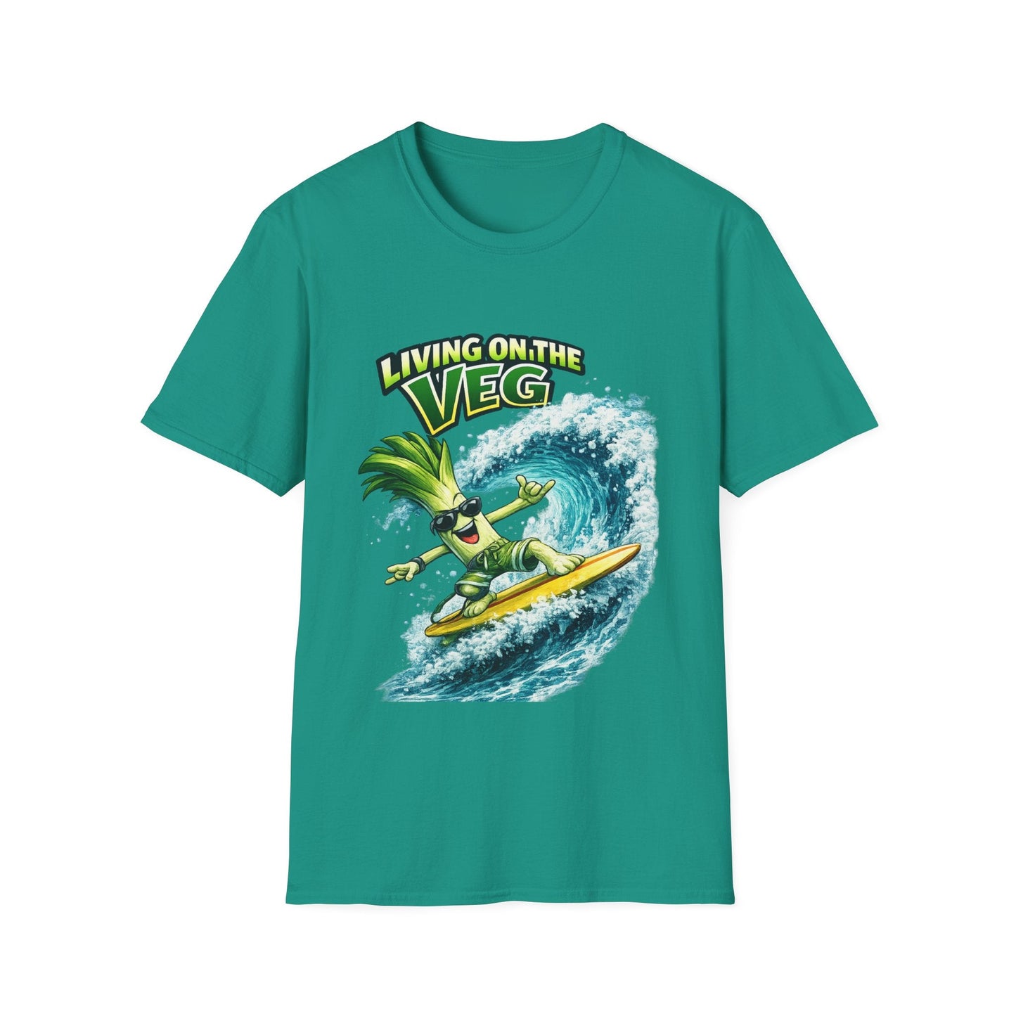 Living on the Veg Leek Surfing T-Shirt - SJM Print Store